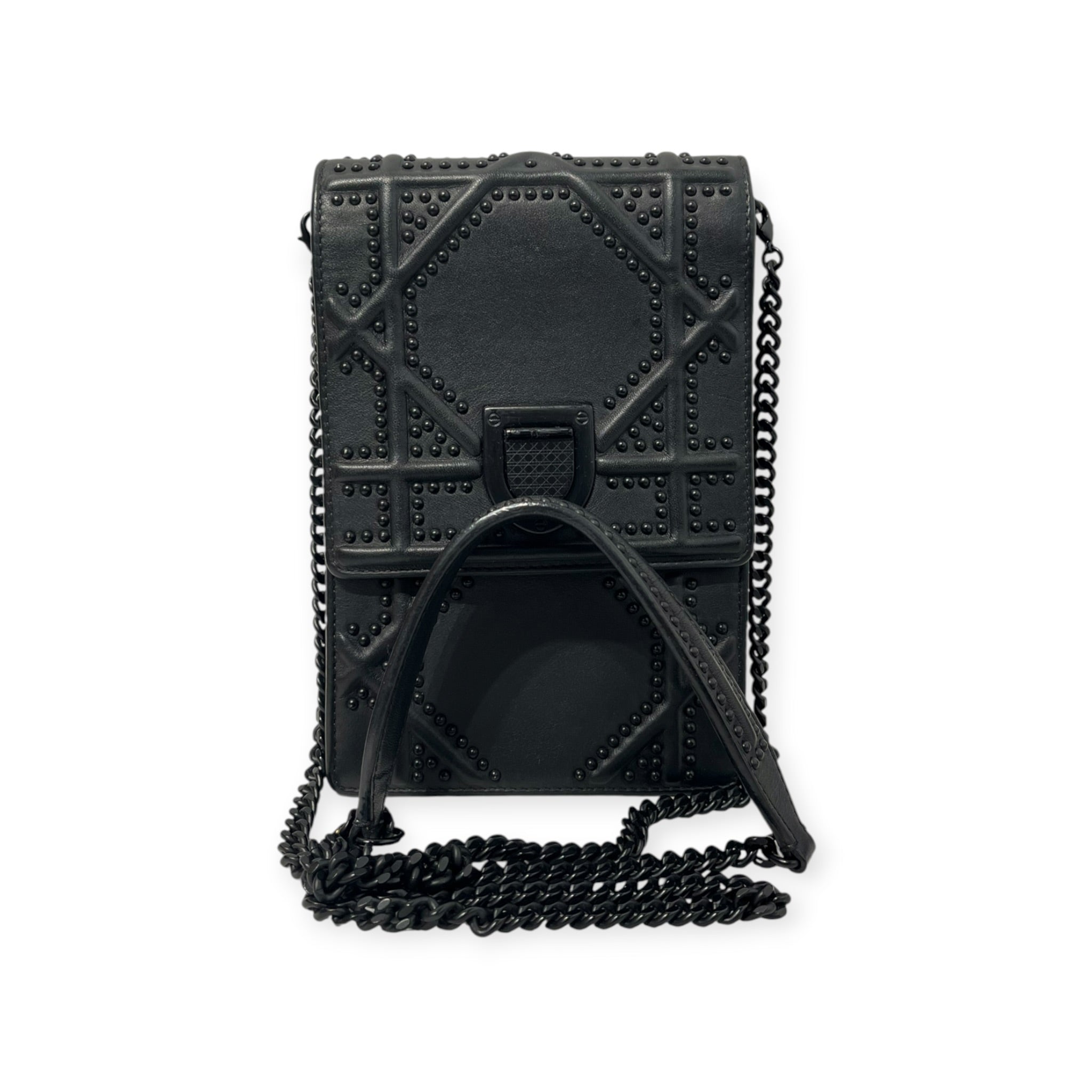 Christian Dior/Bag/Leather/BLK/STUDDED BLK DIORAMA BAG view 8