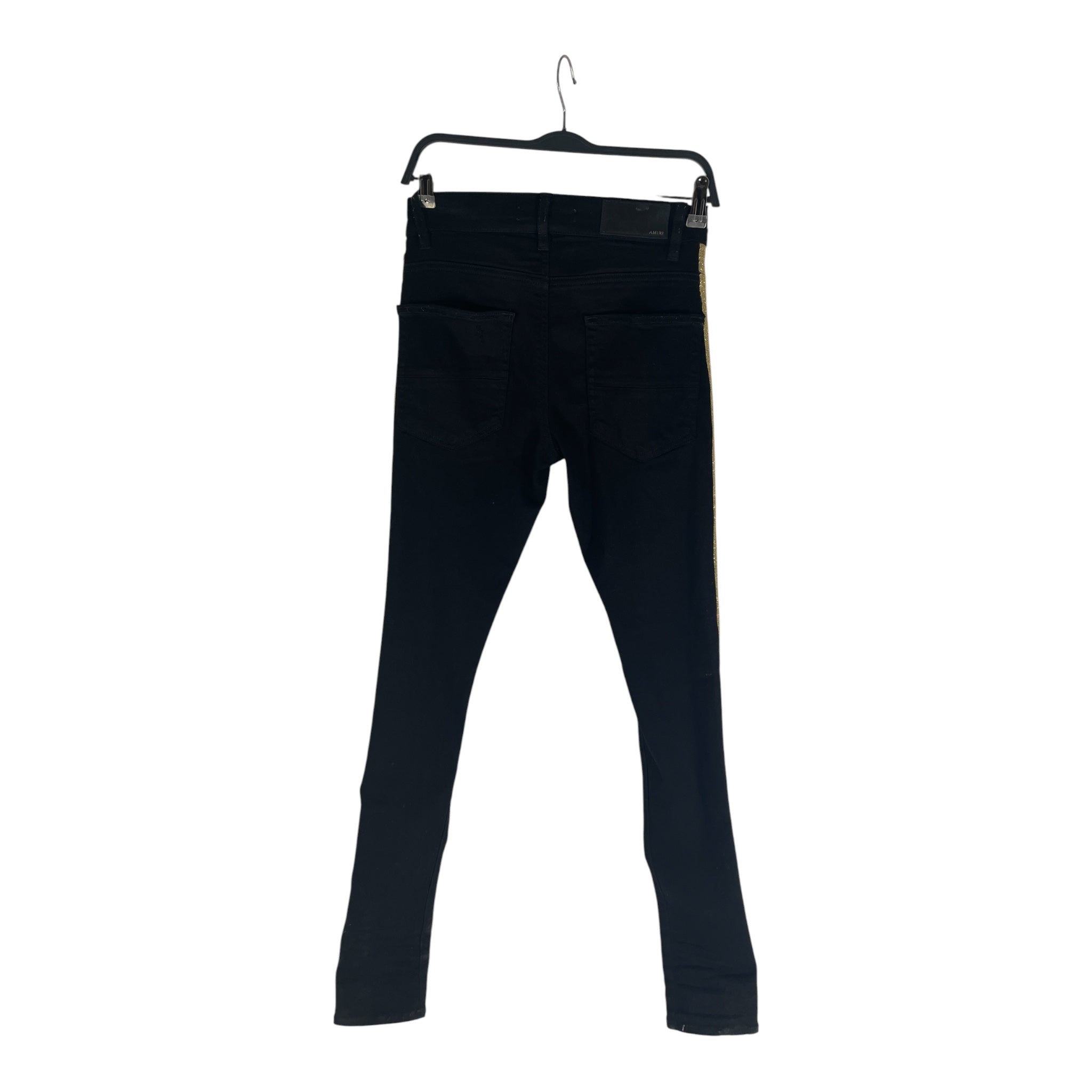 AMIRI/Skinny Pants/28/Cotton/BLK/GOLD GLITTER STRIPE view 2