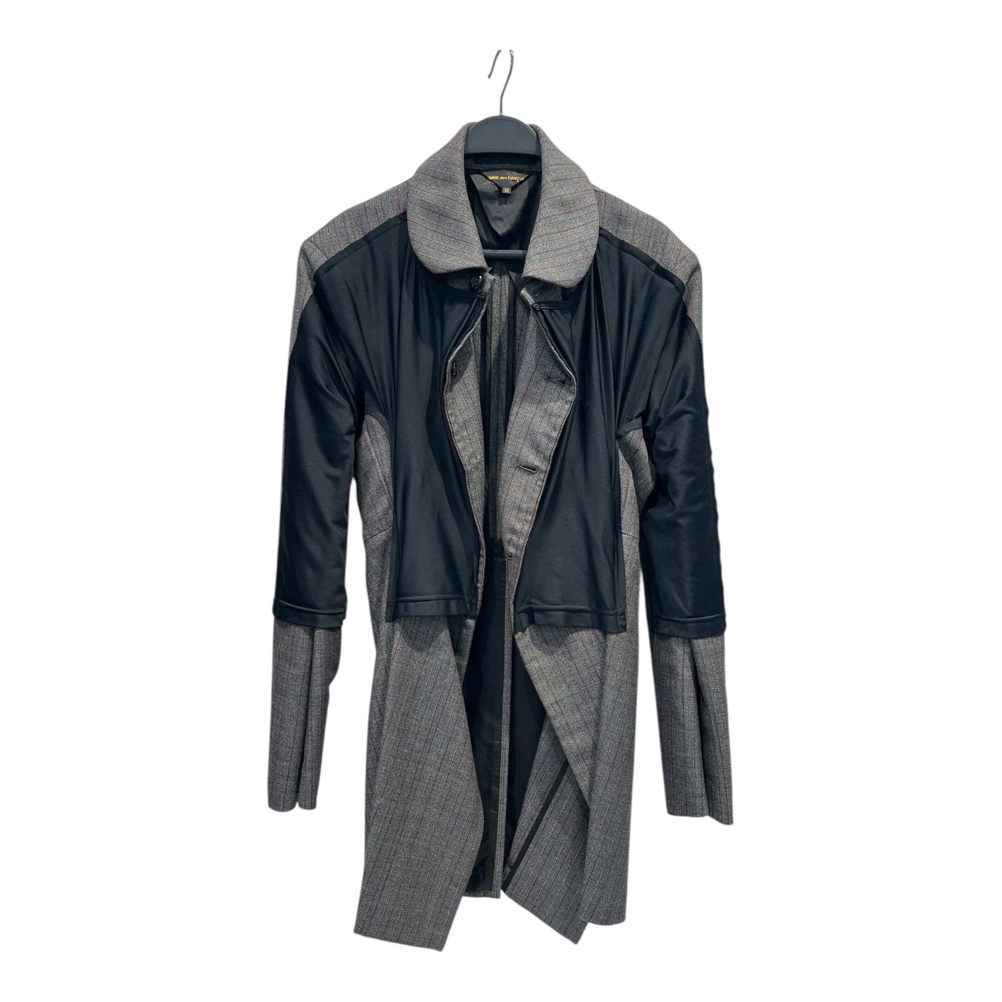 COMME des GARCONS/Coat/M/Stripe/Polyester/GRY/Single Breasted/ view 1