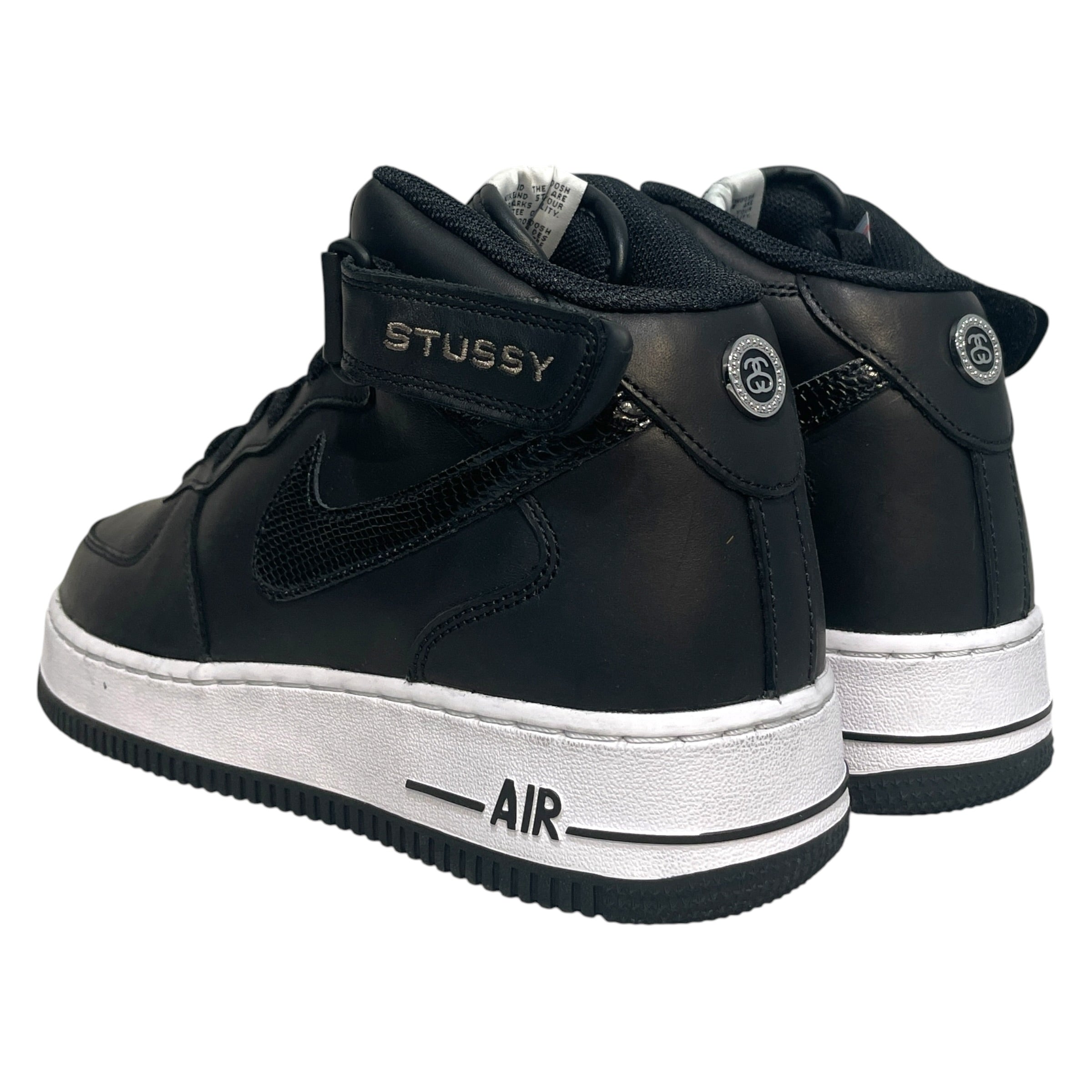 NIKE/STUSSY/Hi-Sneakers/US 10/Leather/BLK/Air Force 1 Mid Snakeskin Logo view 3