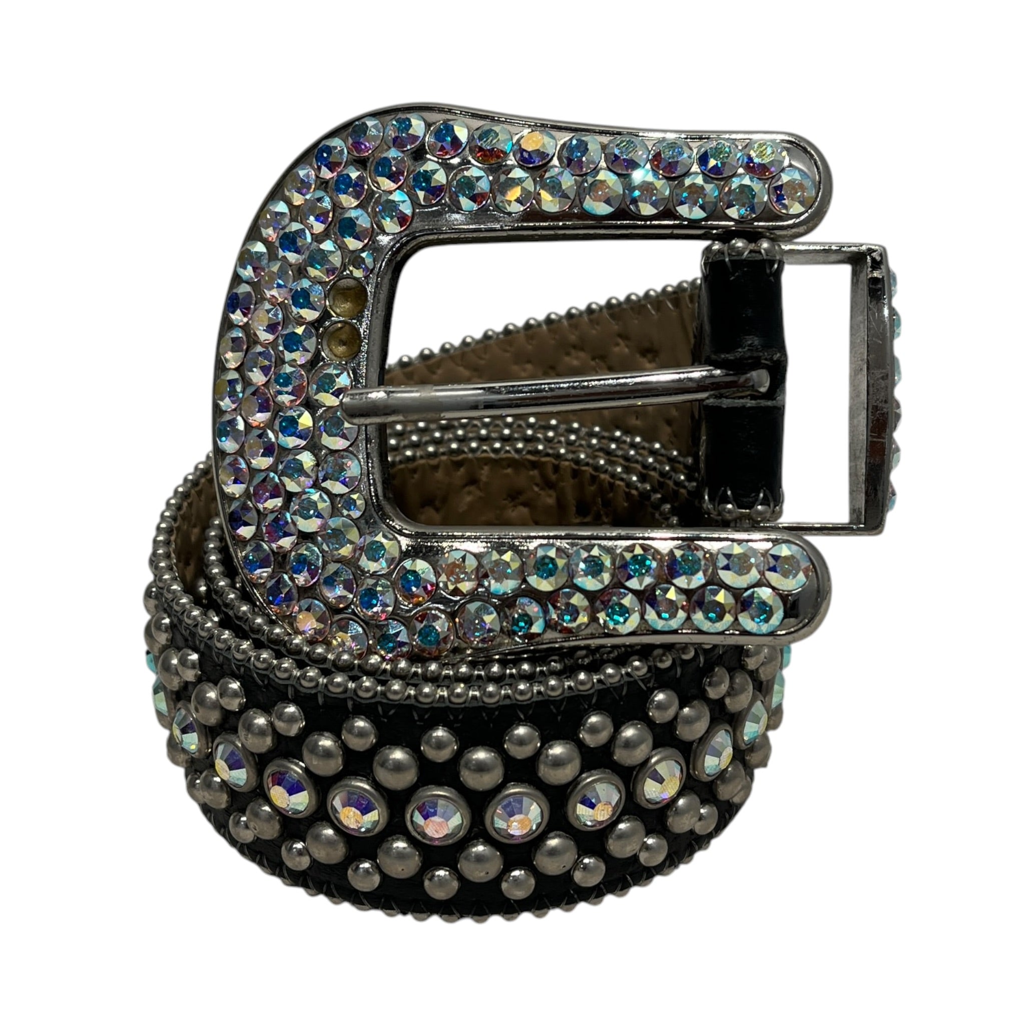 B.B. Simon/Belt/Leather/BLK/M's/Rhinestone Black Leather Belt view 1