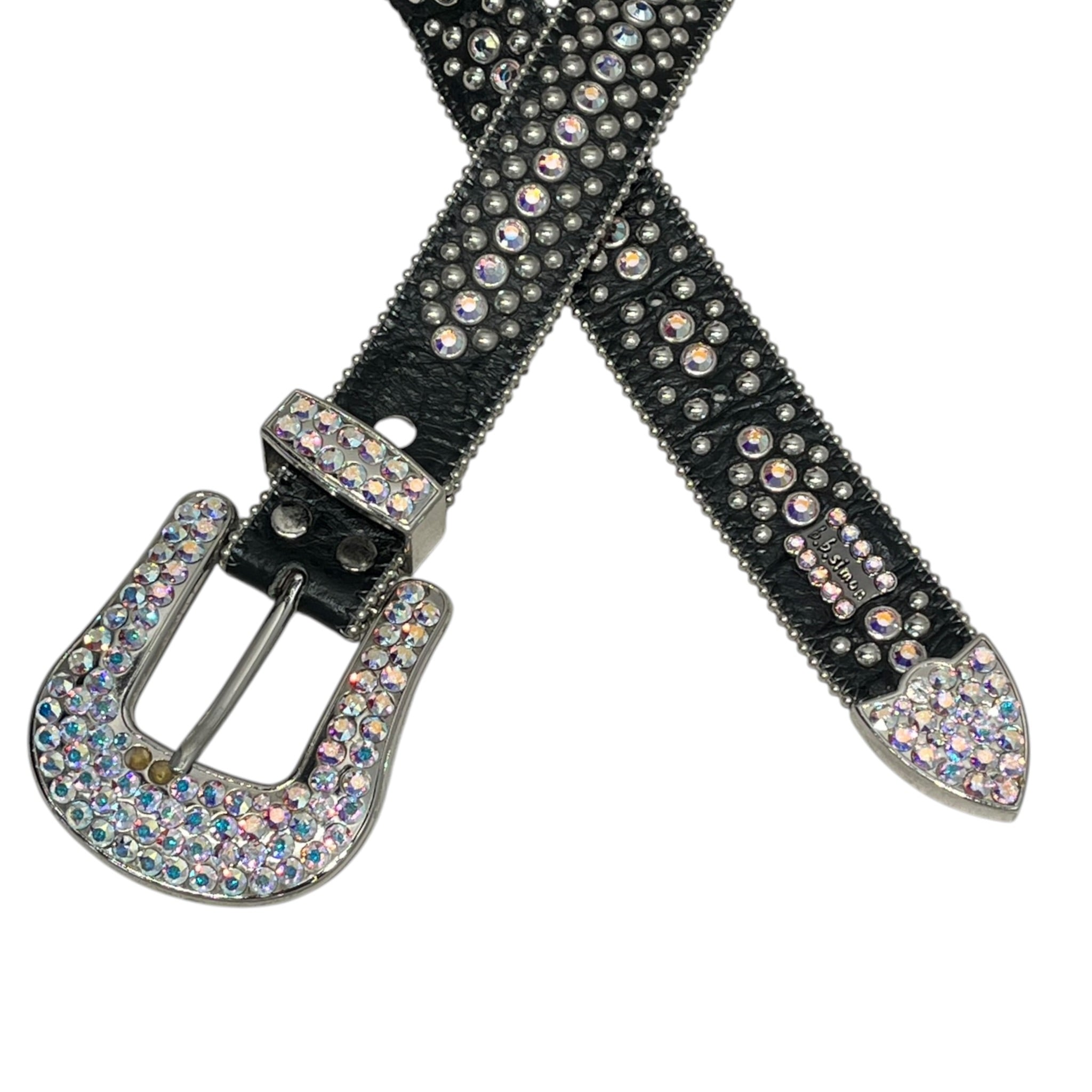 B.B. Simon/Belt/Leather/BLK/M's/Rhinestone Black Leather Belt view 2