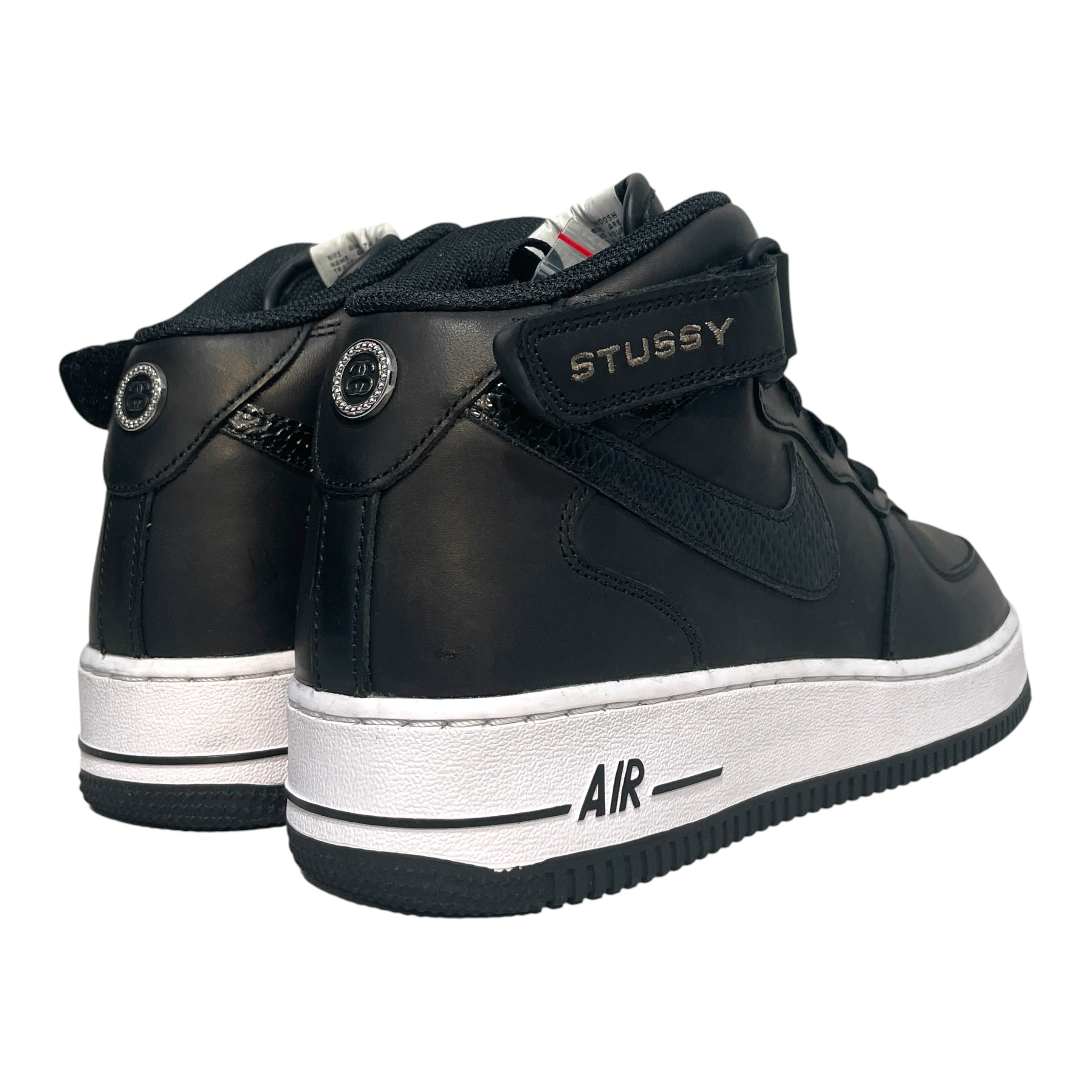NIKE/STUSSY/Hi-Sneakers/US 10/Leather/BLK/Air Force 1 Mid Snakeskin Logo view 2