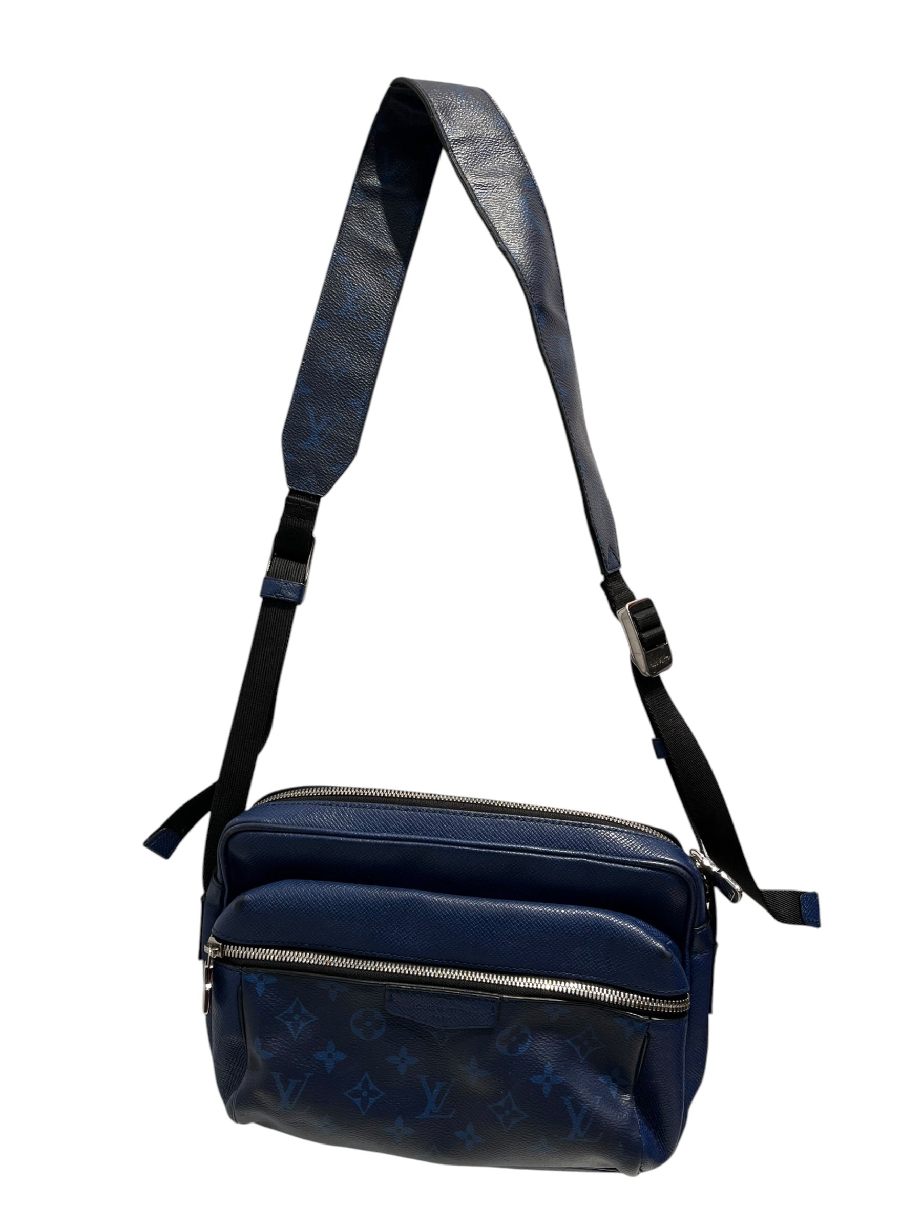 LOUIS VUITTON/Cross Body Bag/Monogram/Leather/BLU/outdoor messenger view 1
