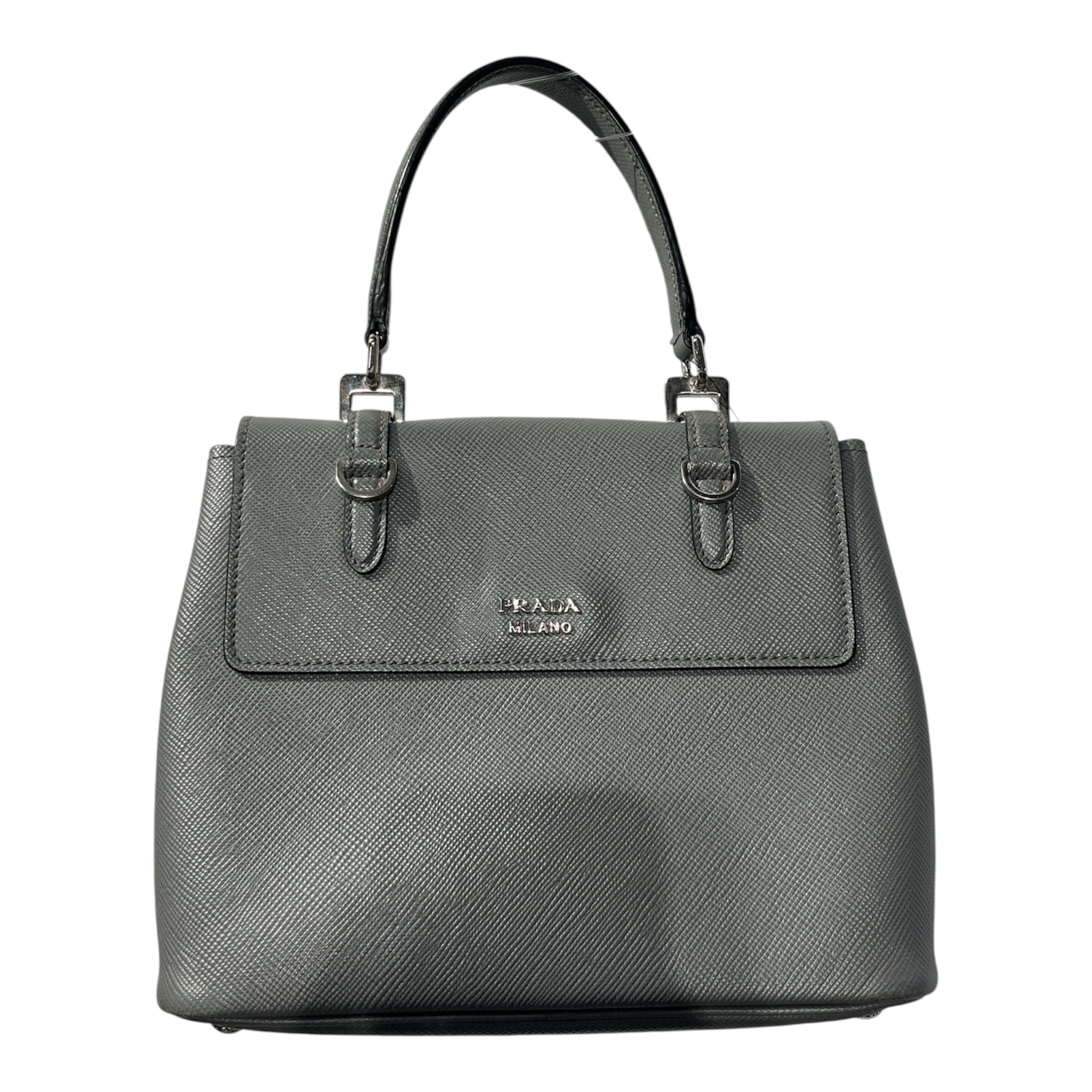 PRADA/Hand Bag/Leather/GRY/Saffiano Cuir Small Handbag view 1