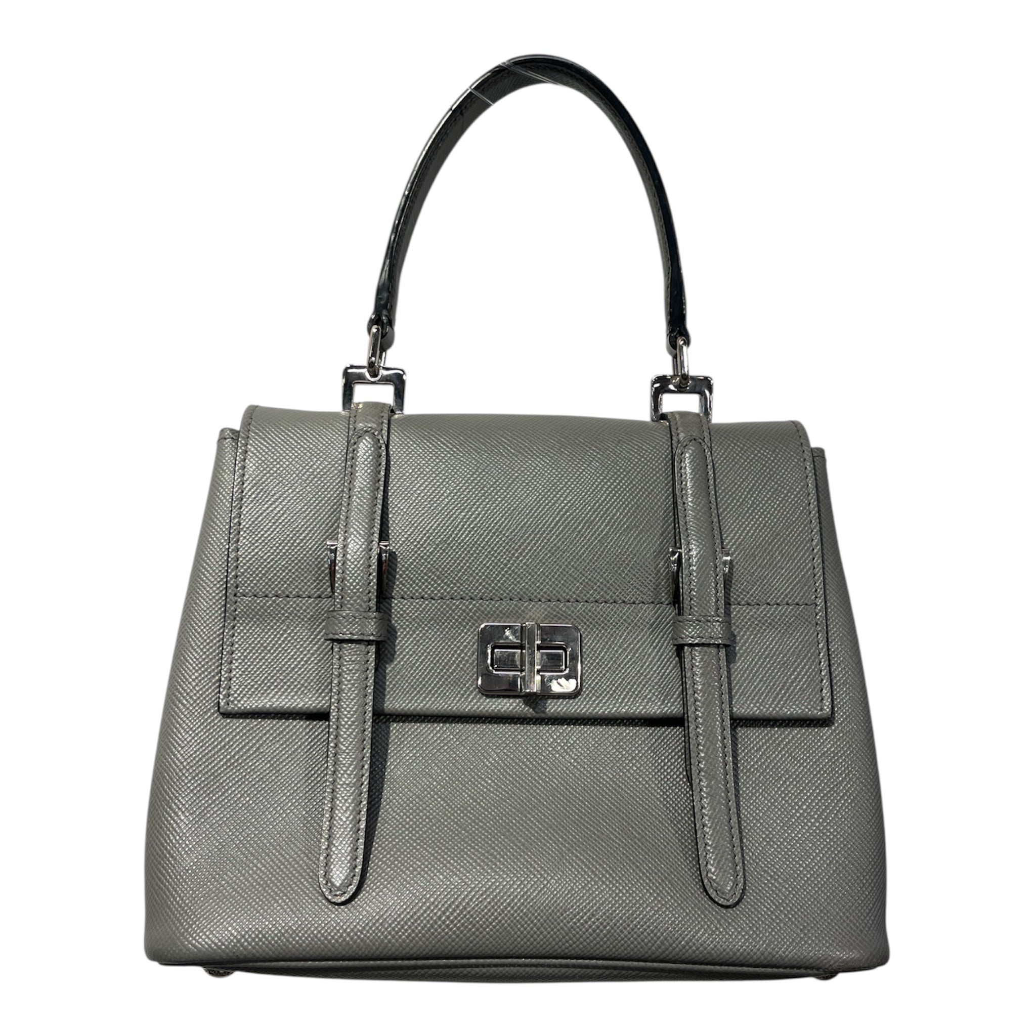 PRADA/Hand Bag/Leather/GRY/Saffiano Cuir Small Handbag view 2