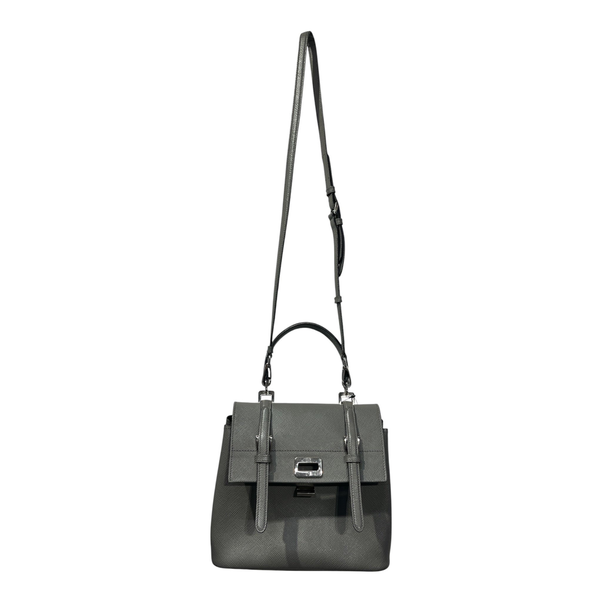 PRADA/Hand Bag/Leather/GRY/Saffiano Cuir Small Handbag view 3