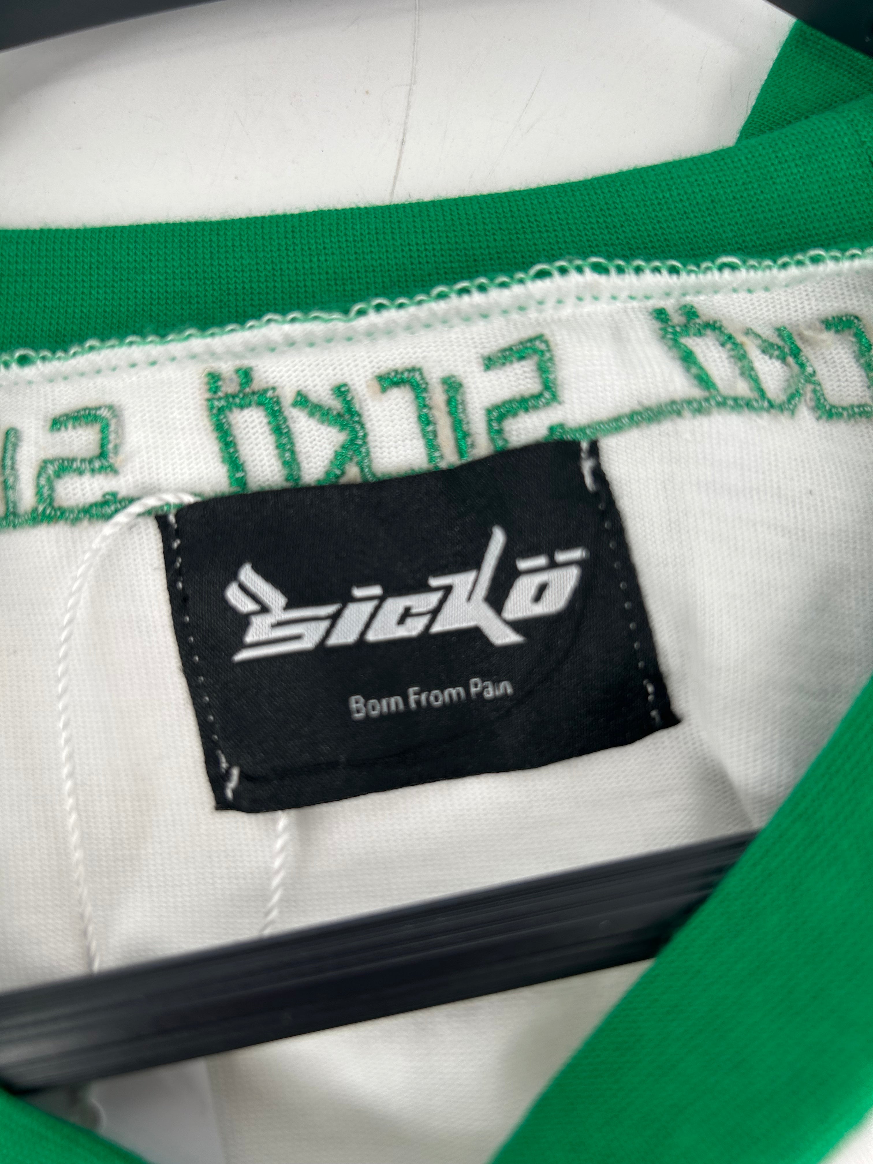 sicko/LS T-Shirt/XL/Cotton/WHT/All Over Print/BASEBALLCUT  WITH GREEN SLEEVE view 3