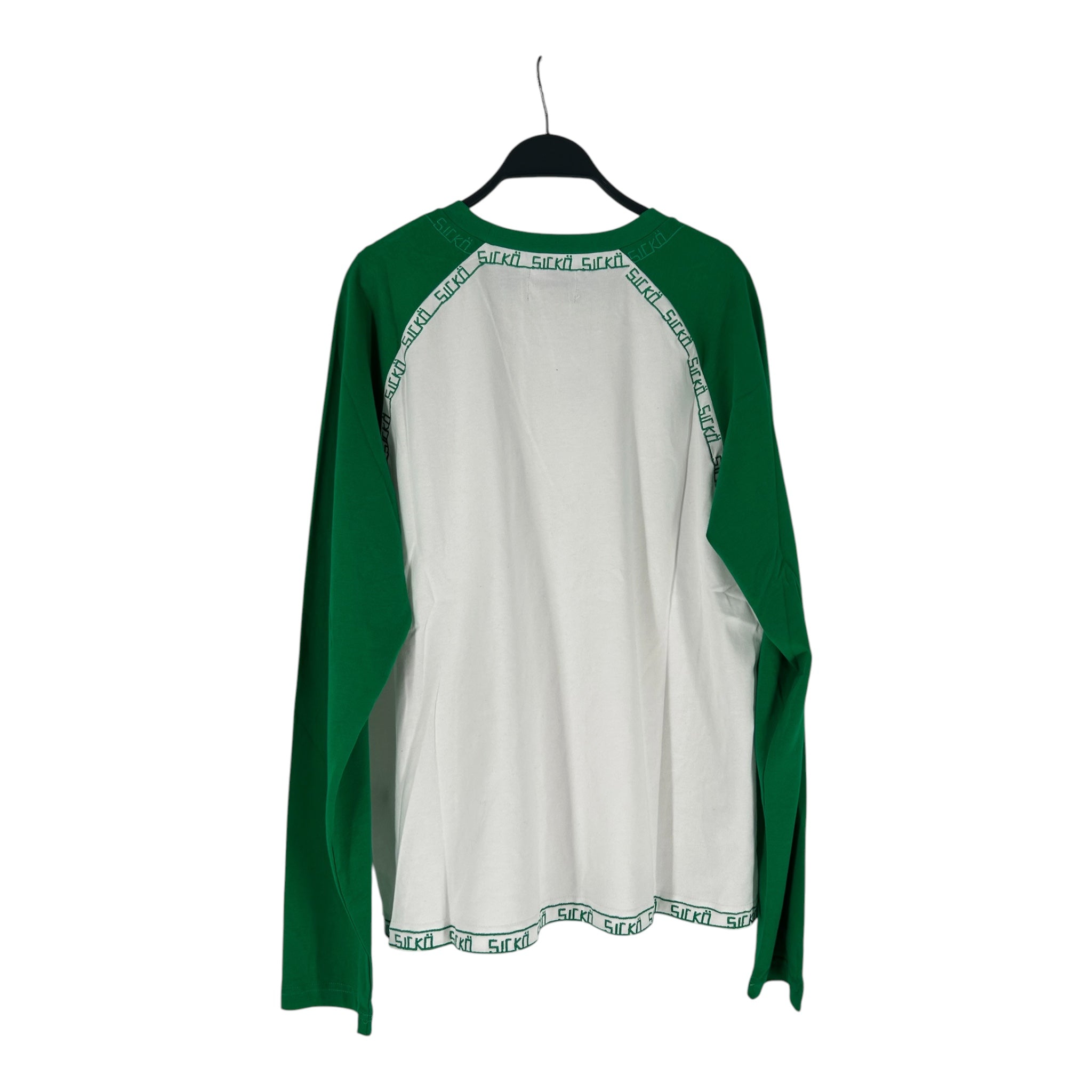 sicko/LS T-Shirt/XL/Cotton/WHT/All Over Print/BASEBALLCUT  WITH GREEN SLEEVE view 2