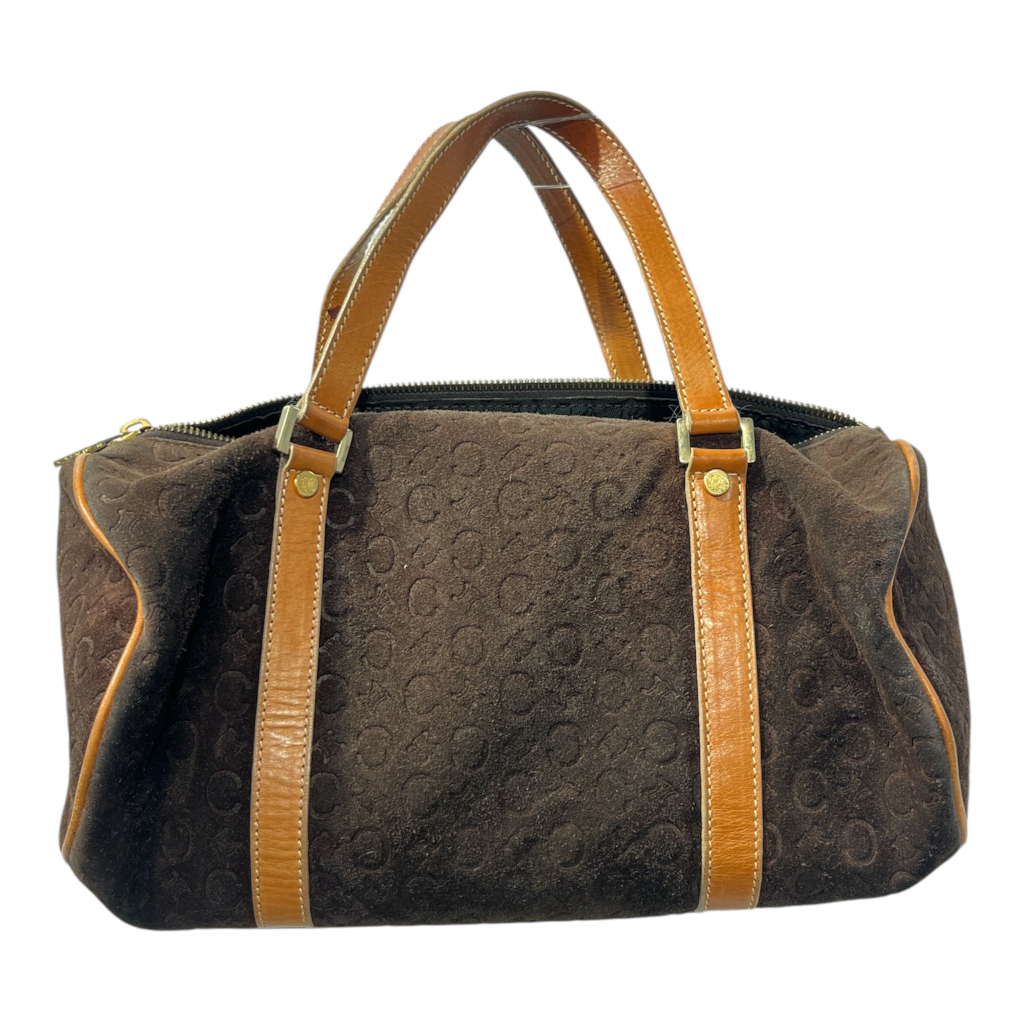 CELINE/Boston Bag/Monogram/Suede/BRW/MACADAM BOSTON view 1