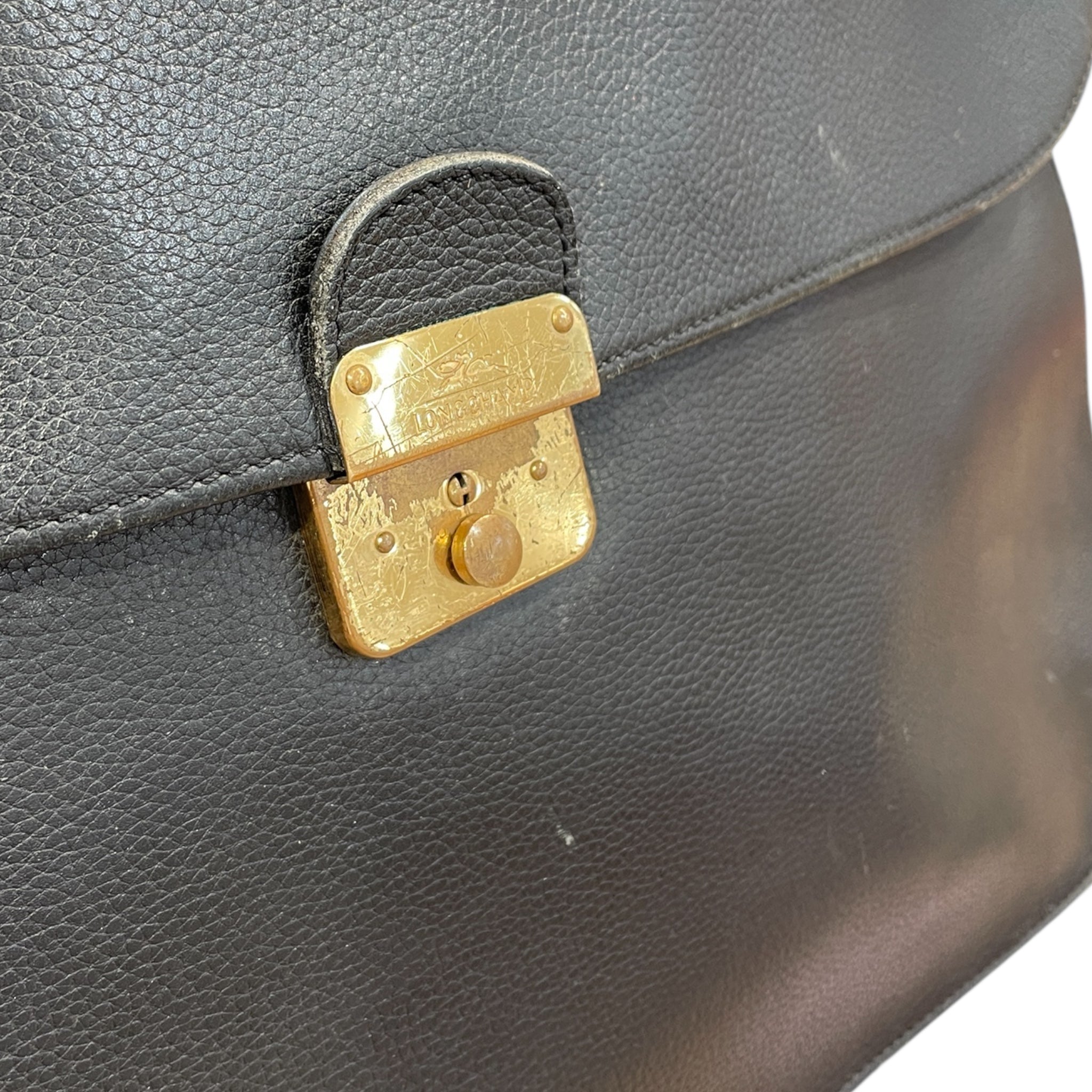 LONGCHAMP/Tote Bag/M/Leather/BLK/BRIEFCASE/GOLD HADWARE view 3