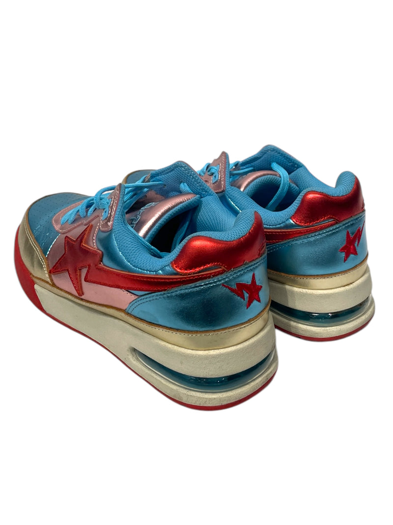 A BATHING APE/Low-Sneakers/US 9/Leather/MLT/Roadsta Rd Pink Blue