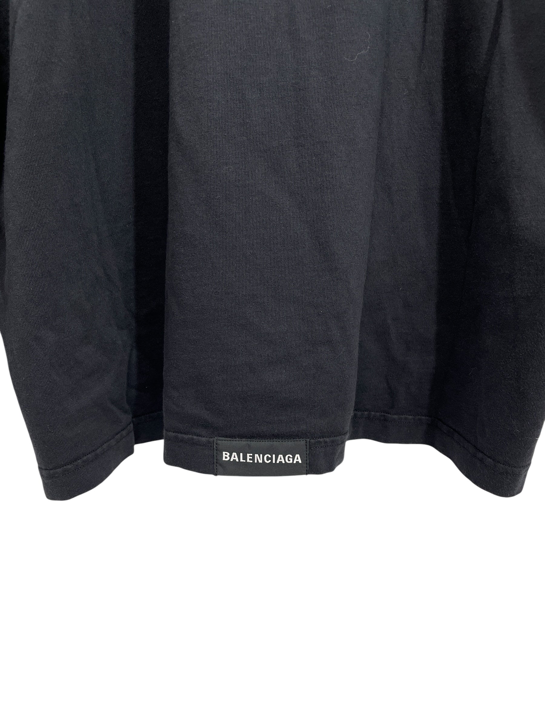 BALENCIAGA/LS T-Shirt/3/Cotton/BLK/9 -2021 WASHED BLACK LS view 3