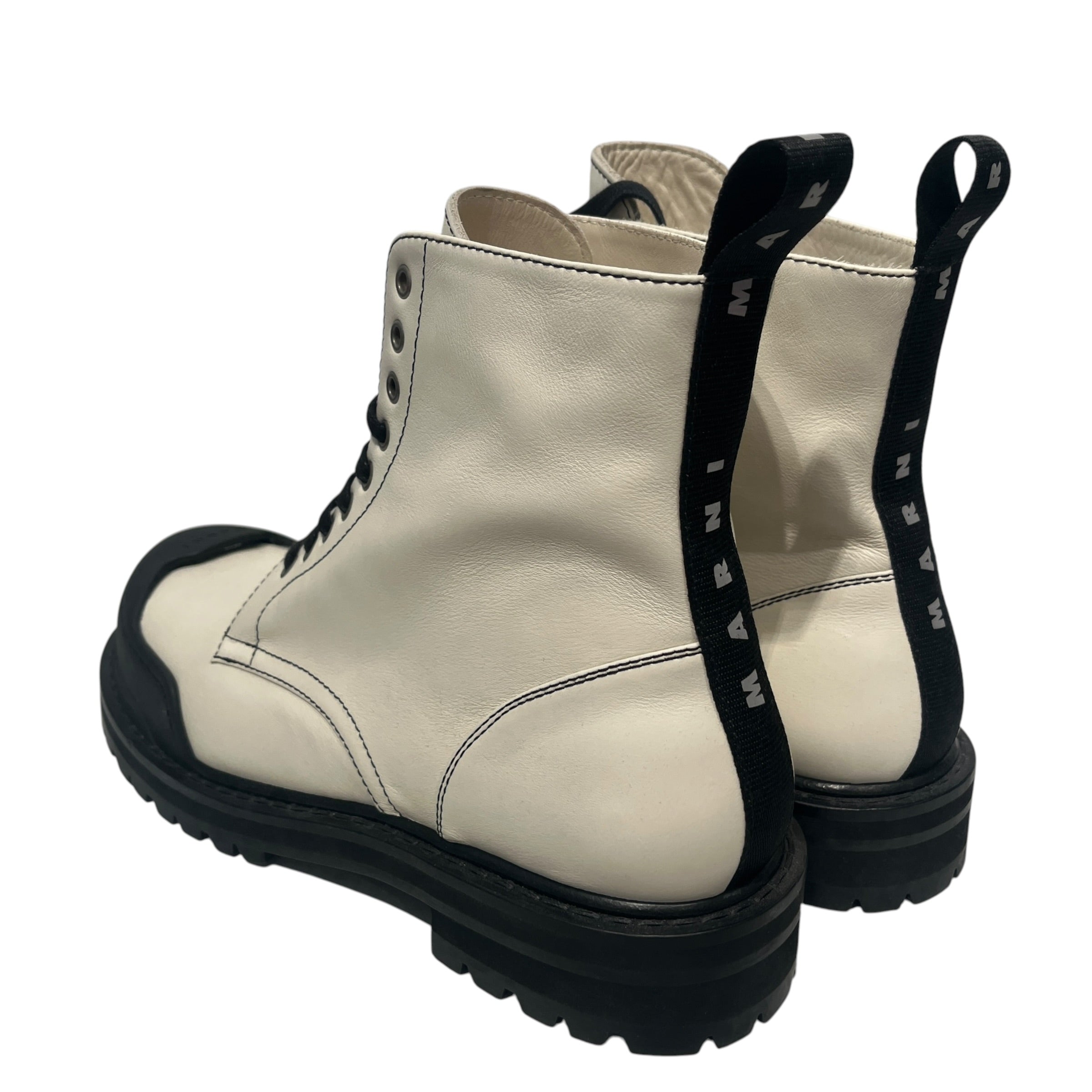 MARNI/Boots/EU 46/Leather/CRM/black toe & bottom logo back view 2
