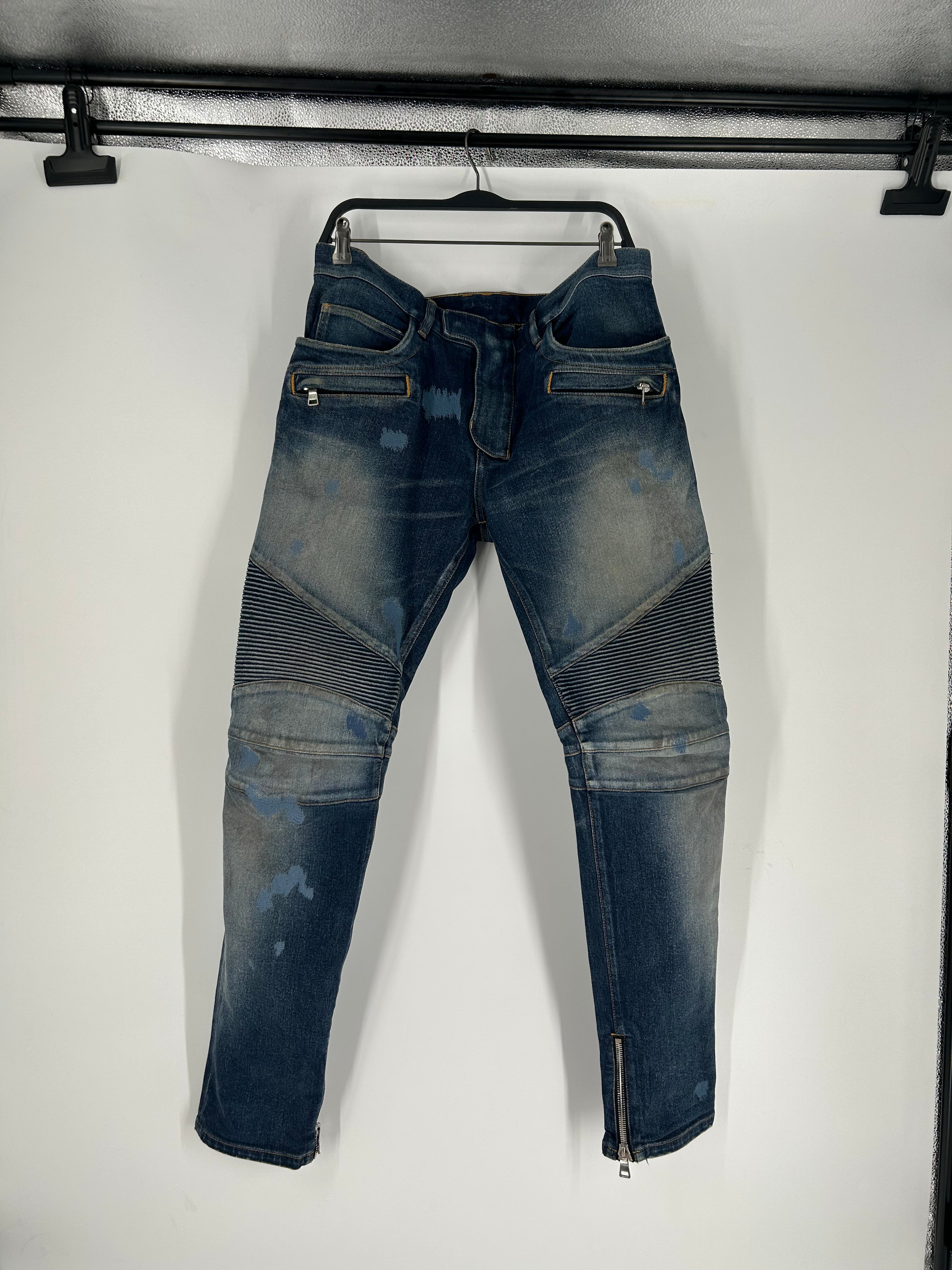 BALMAIN/Cargo Pants/34/Denim/BLU/BIKER BORO REPAIR view 1