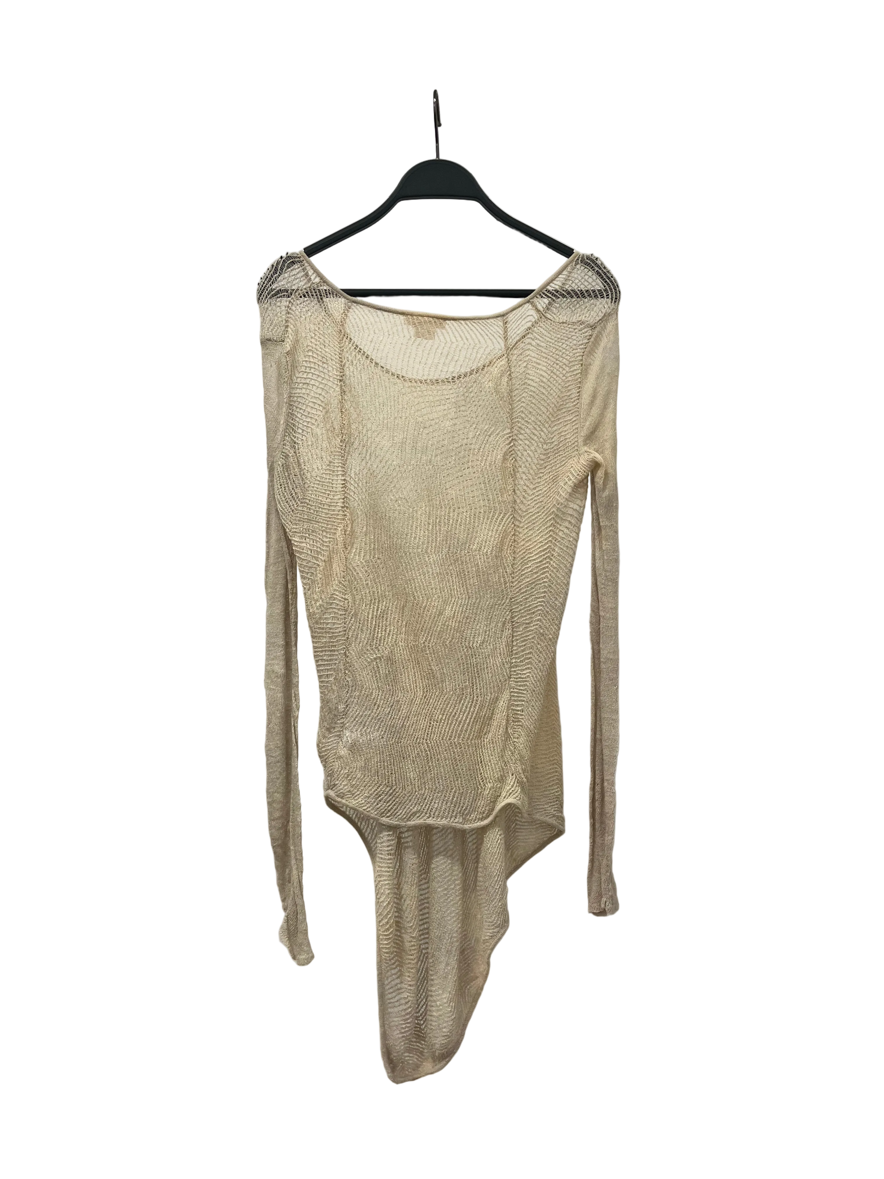 Helmut Lang/LS Blouse/S/Wool/BEG/beige asymetrial LS top view 2