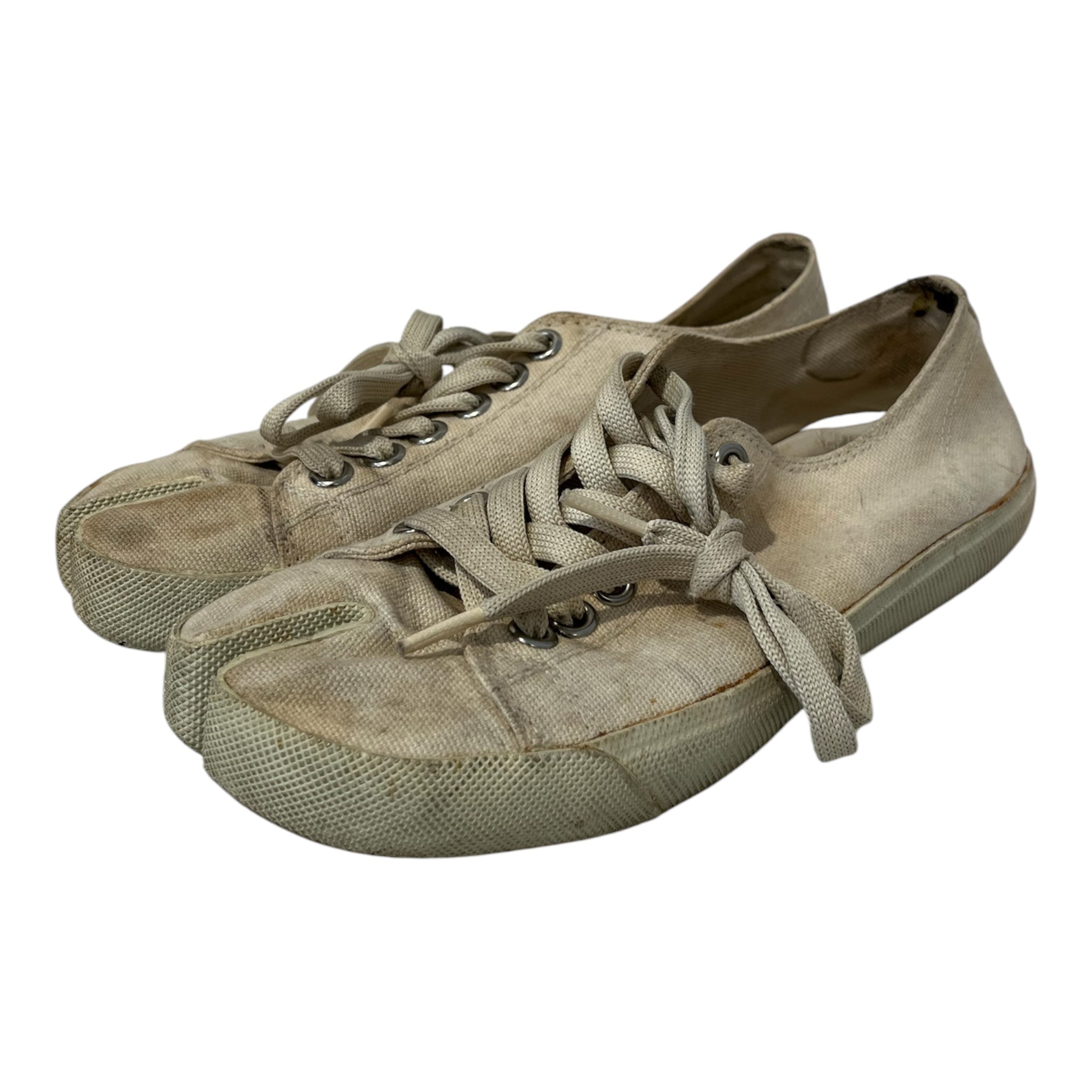 Maison Margiela/Low-Sneakers/EU 36.5/Cotton/CRM/U-Tip/tabi canvas low top sneakers view 1