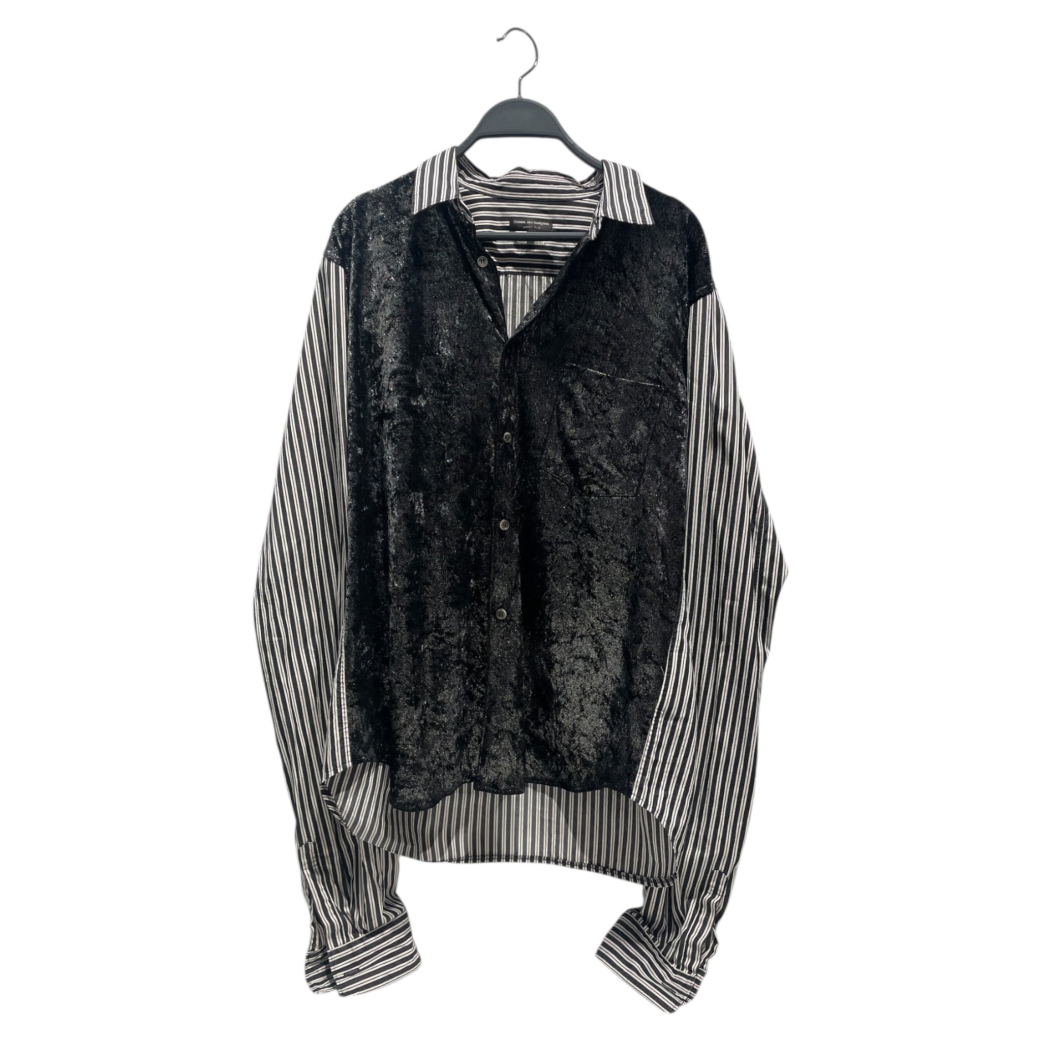 COMME des GARCONS HOMME PLUS/LS Shirt/M/Cotton/BLK/Stripe/BLACK GLITTER STRIPE view 1