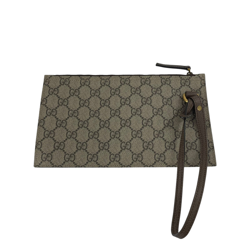 GUCCI/Pouch/Monogram/Leather/BEG/BROWN WRISTLET
