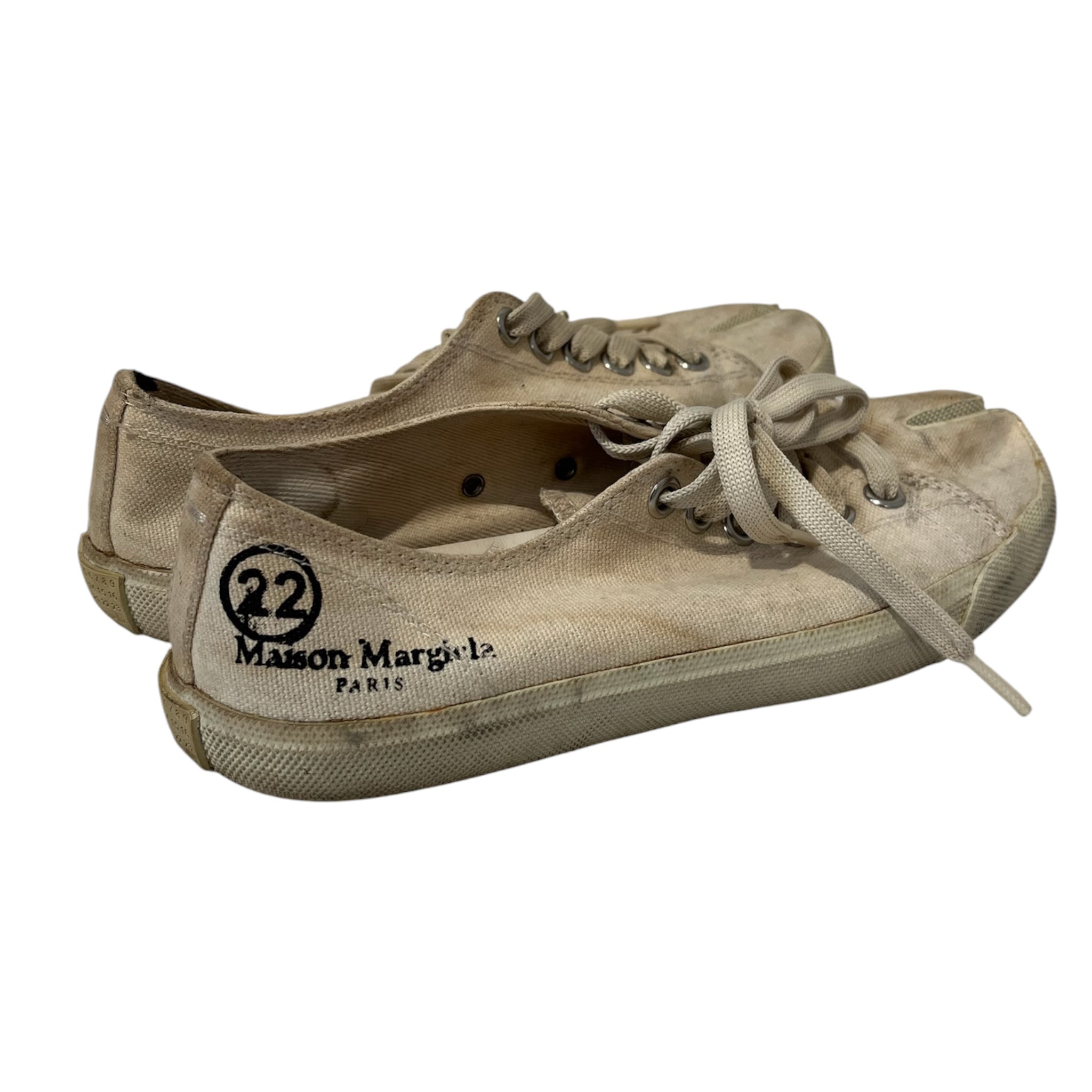 Maison Margiela/Low-Sneakers/EU 36.5/Cotton/CRM/U-Tip/tabi canvas low top sneakers view 4