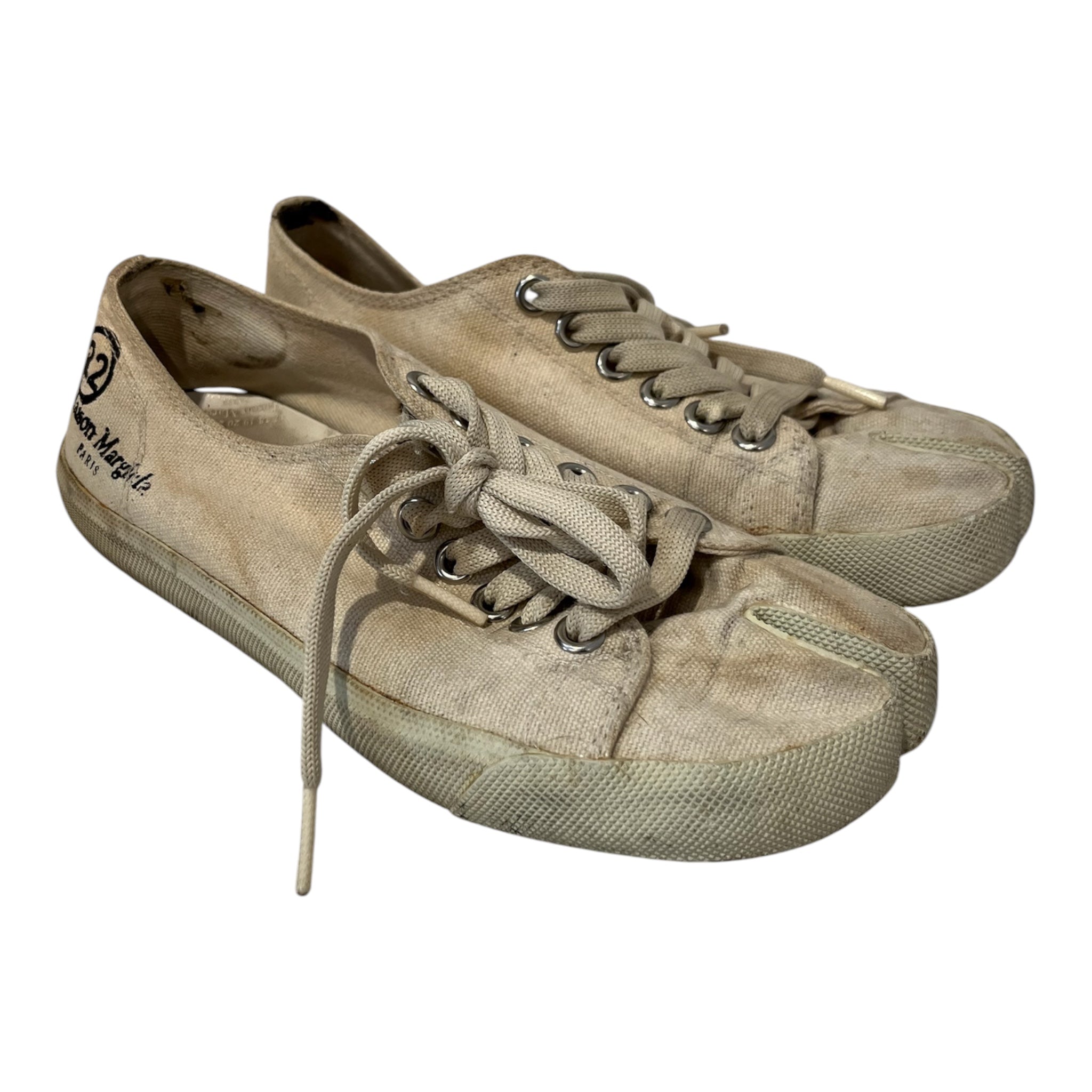 Maison Margiela/Low-Sneakers/EU 36.5/Cotton/CRM/U-Tip/tabi canvas low top sneakers view 5