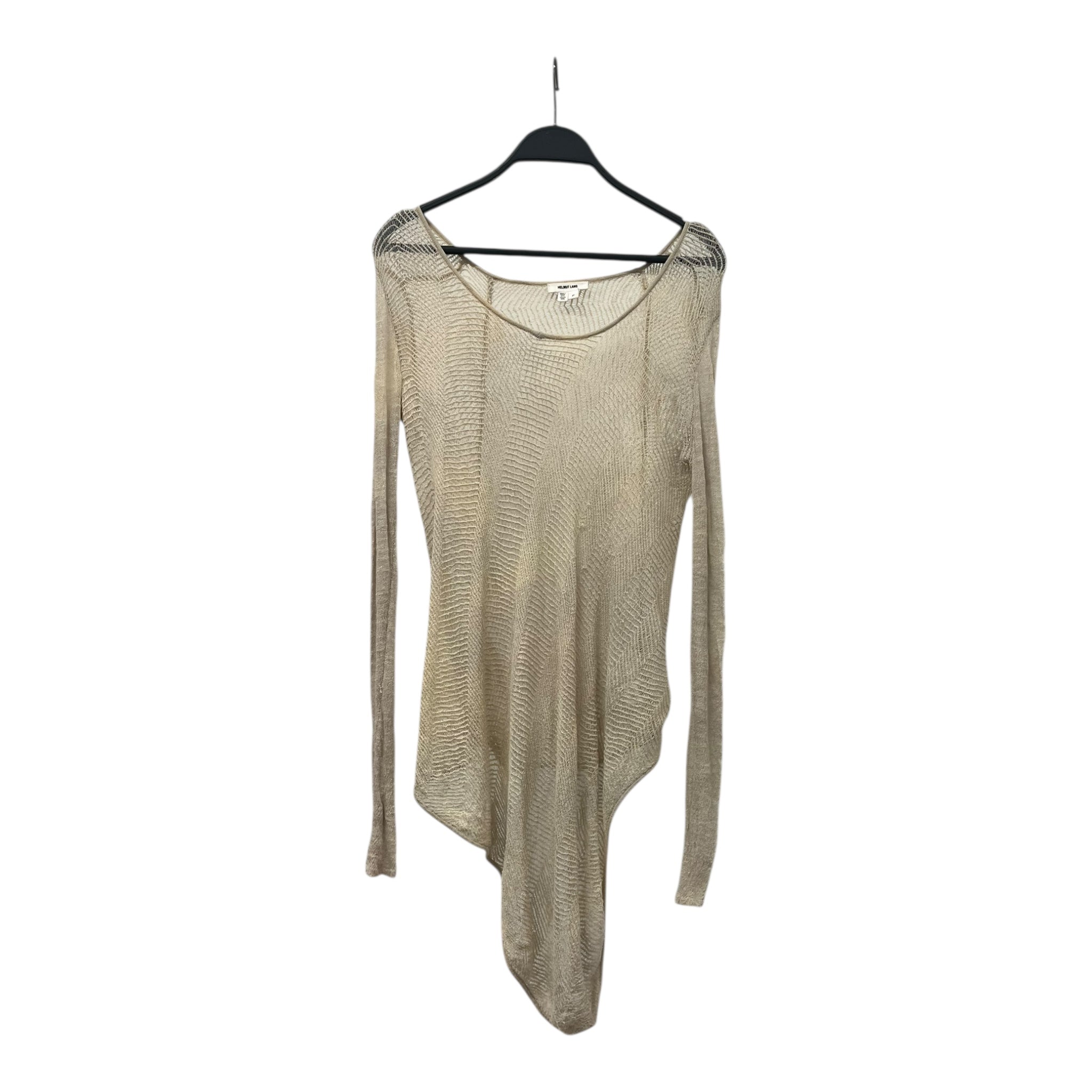 Helmut Lang/LS Blouse/S/Wool/BEG/beige asymetrial LS top view 1