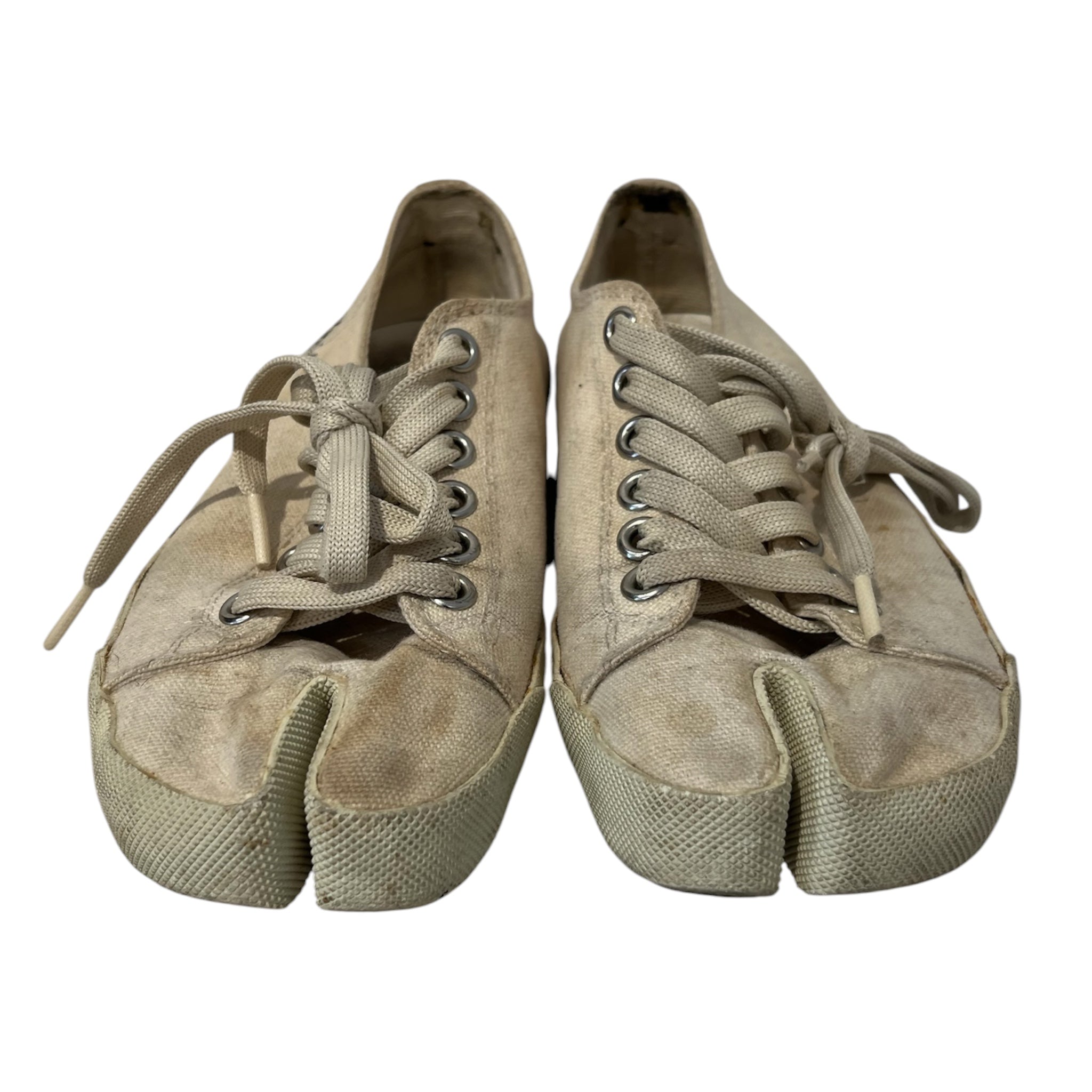 Maison Margiela/Low-Sneakers/EU 36.5/Cotton/CRM/U-Tip/tabi canvas low top sneakers view 6