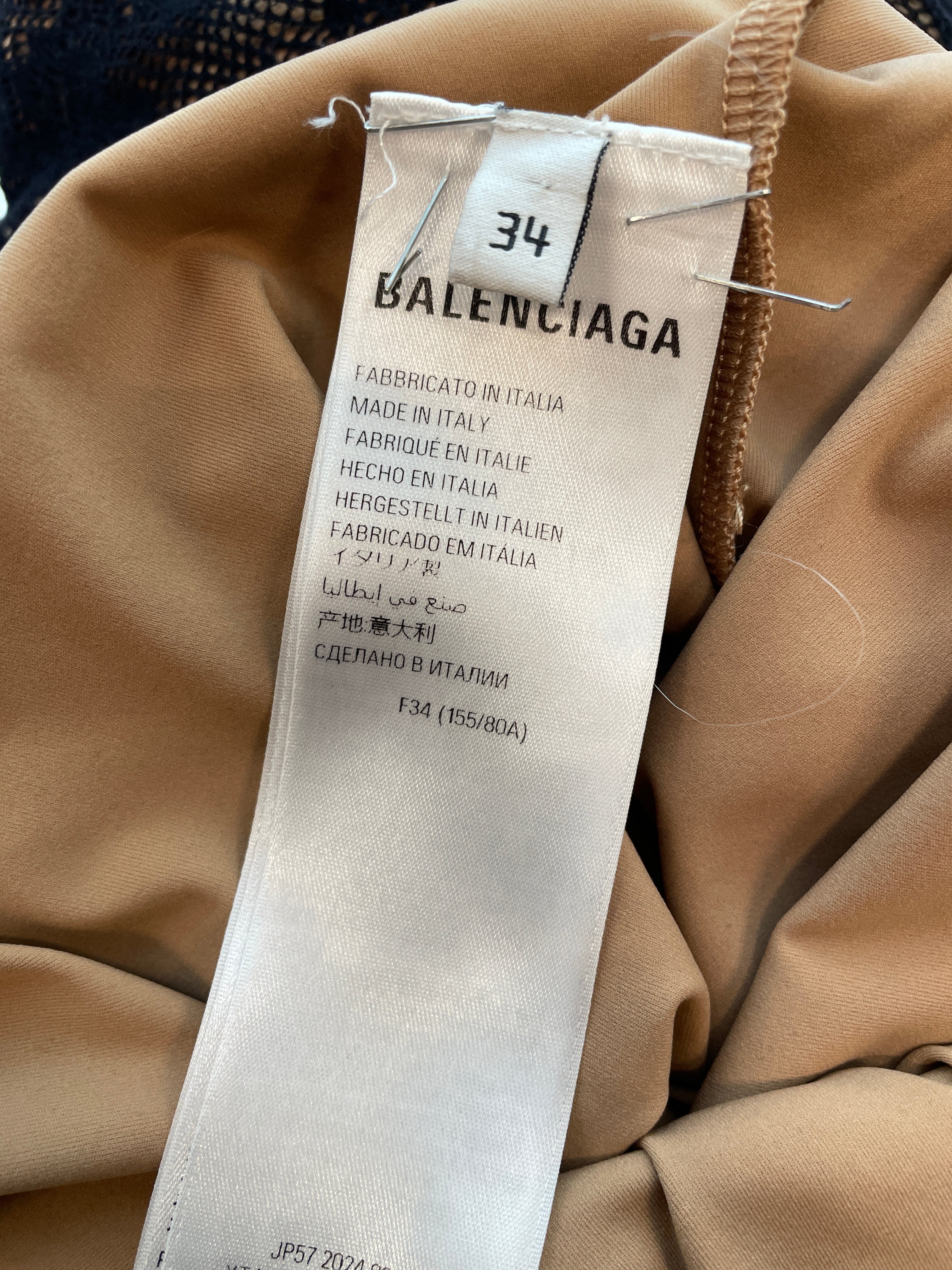 BALENCIAGA/LS T-Shirt/34/Polyester/BLK/BEIGE UNDERLAY LACE LS view 4