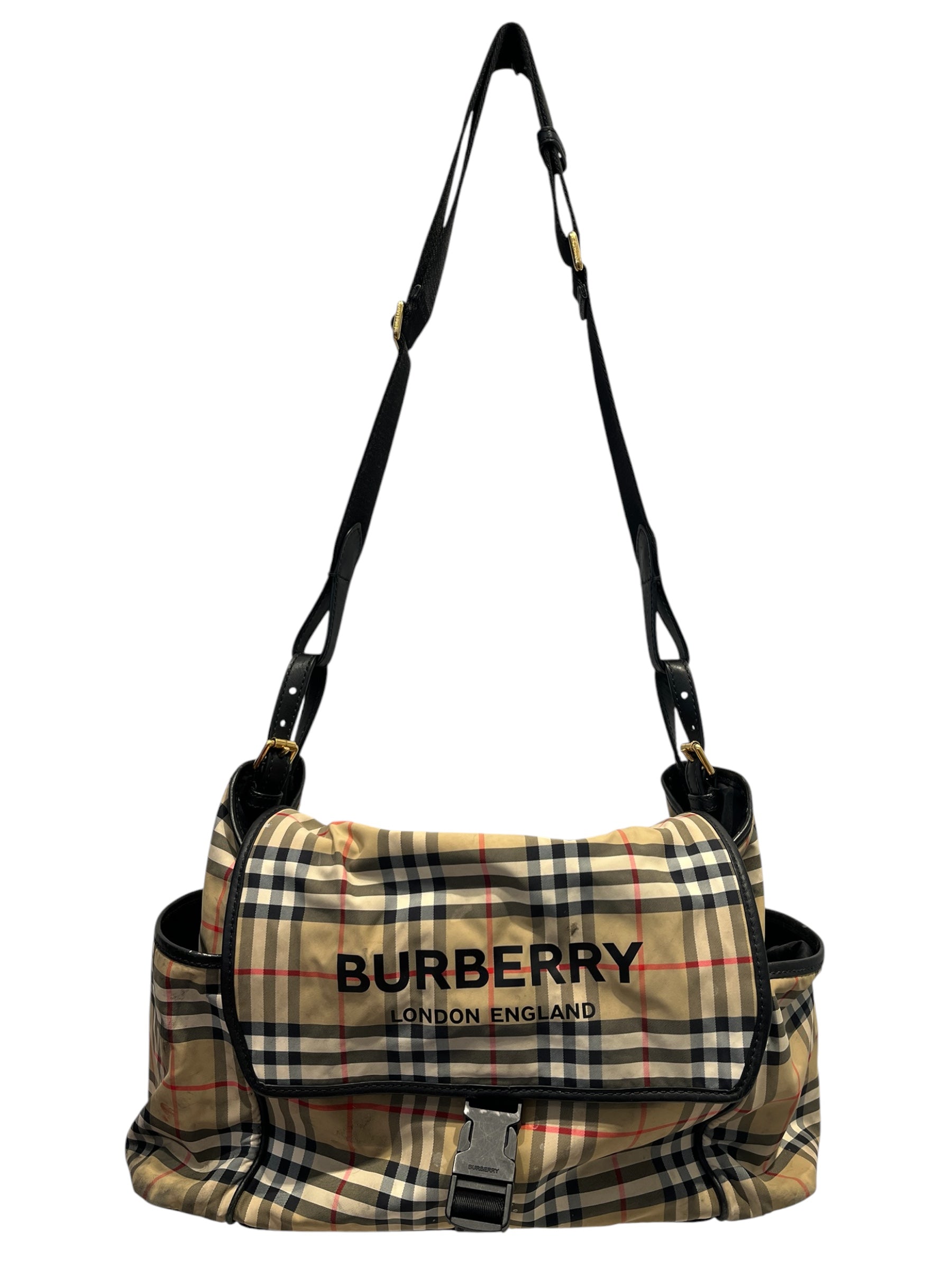 BURBERRY LONDON/Cross Body Bag/Plaid/Cotton/BEG/SLINGBAG view 1