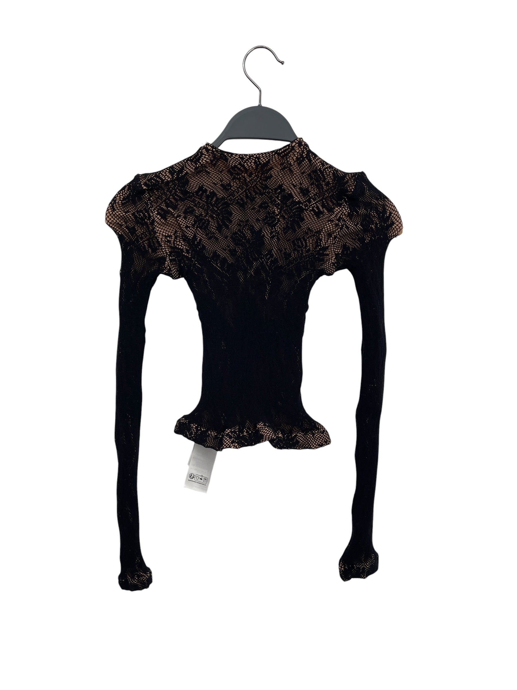 BALENCIAGA/LS T-Shirt/34/Polyester/BLK/BEIGE UNDERLAY LACE LS view 2