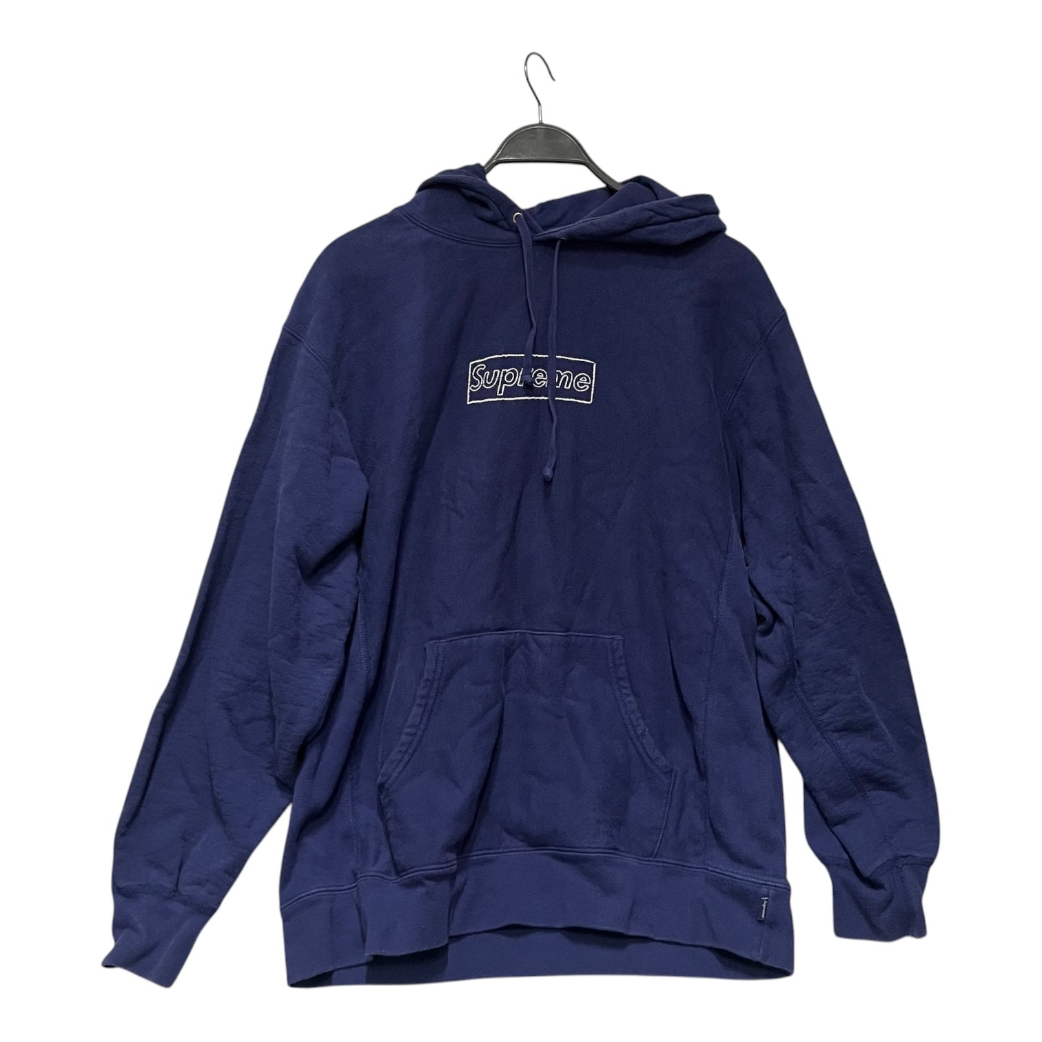 Supreme/Hoodie/L/Cotton/NVY/kaws chalk logo view 2