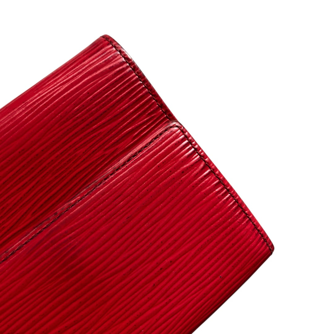 LOUIS VUITTON/Trifold Wallet/Leather/RED/epileather 2 button view 4