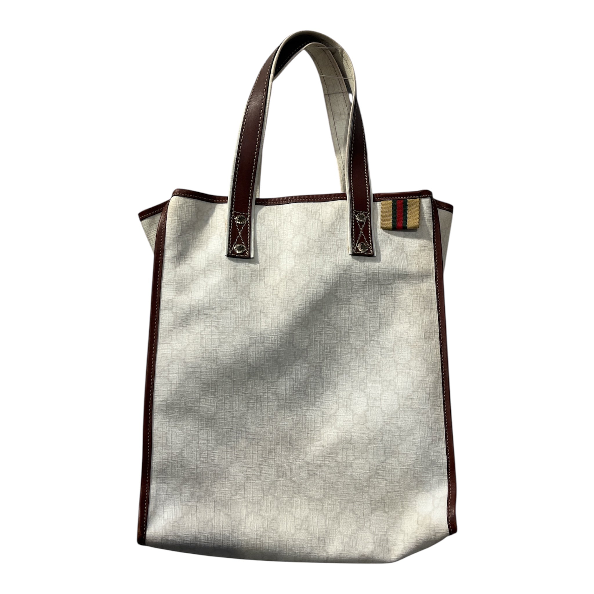 GUCCI/Tote Bag/Monogram/Leather/WHT/SIGNATURE WEB LOOP TOTE view 1