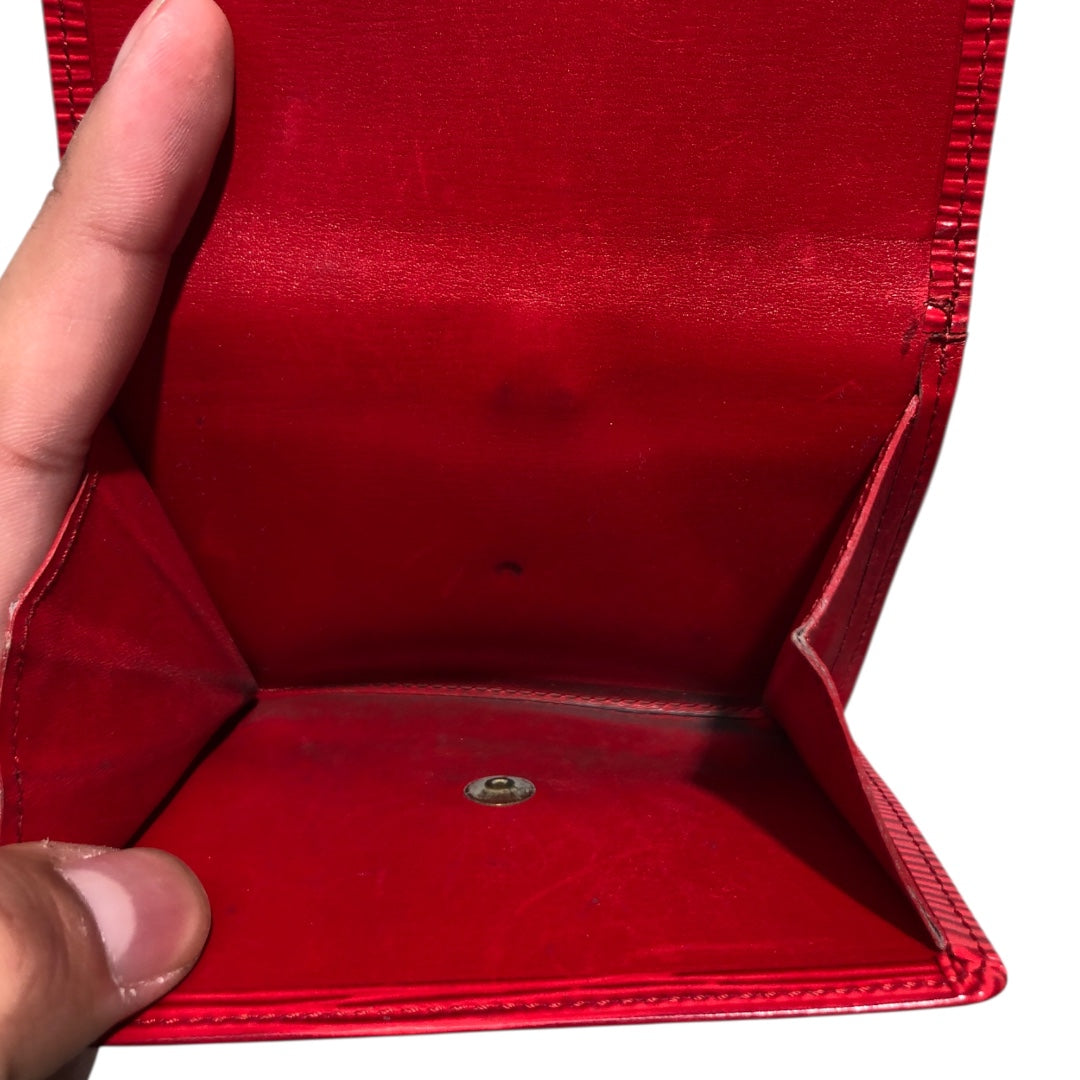 LOUIS VUITTON/Trifold Wallet/Leather/RED/epileather 2 button view 5