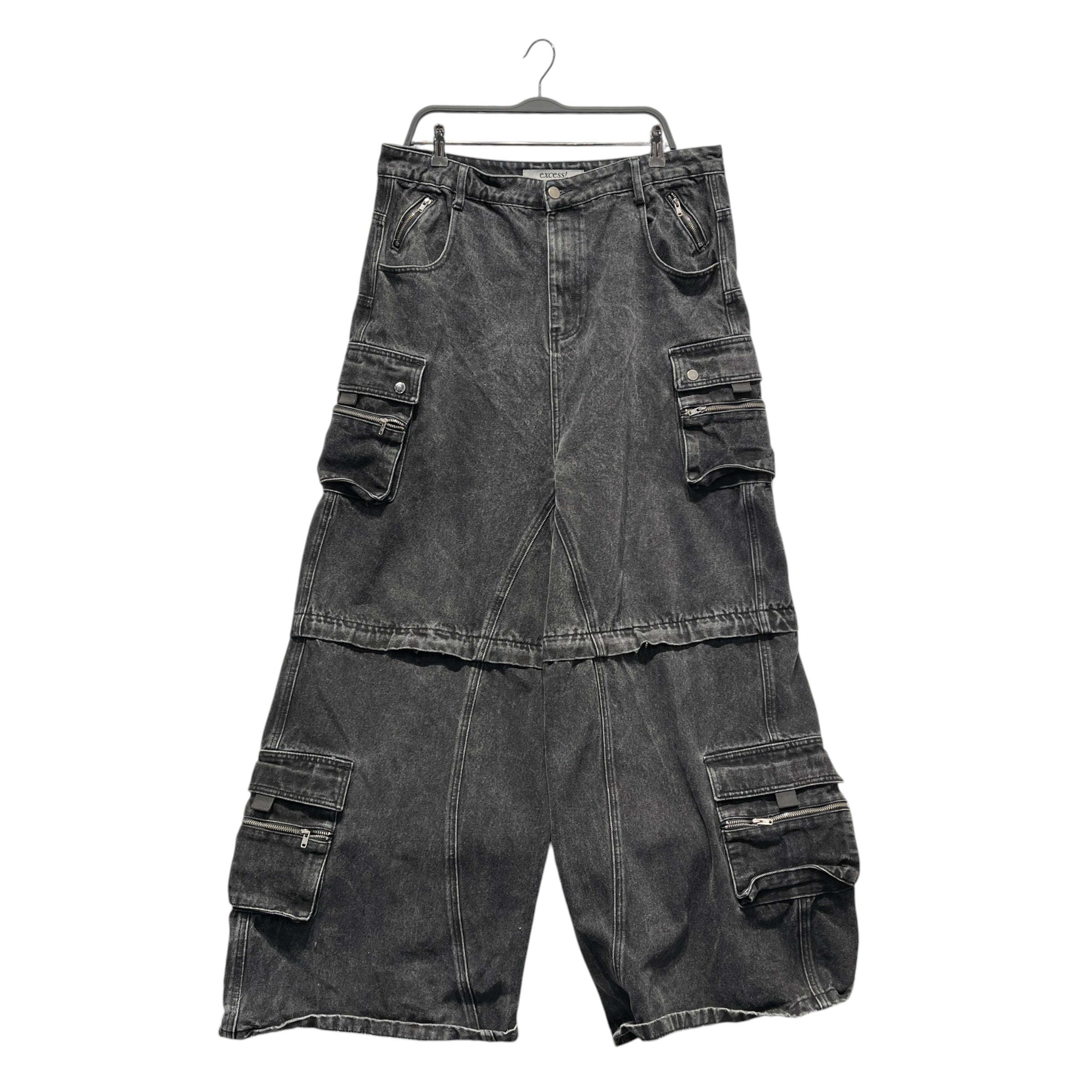 Excess!/Cargo Pants/38/Cotton/BLK/zipper on leg/jorts view 1