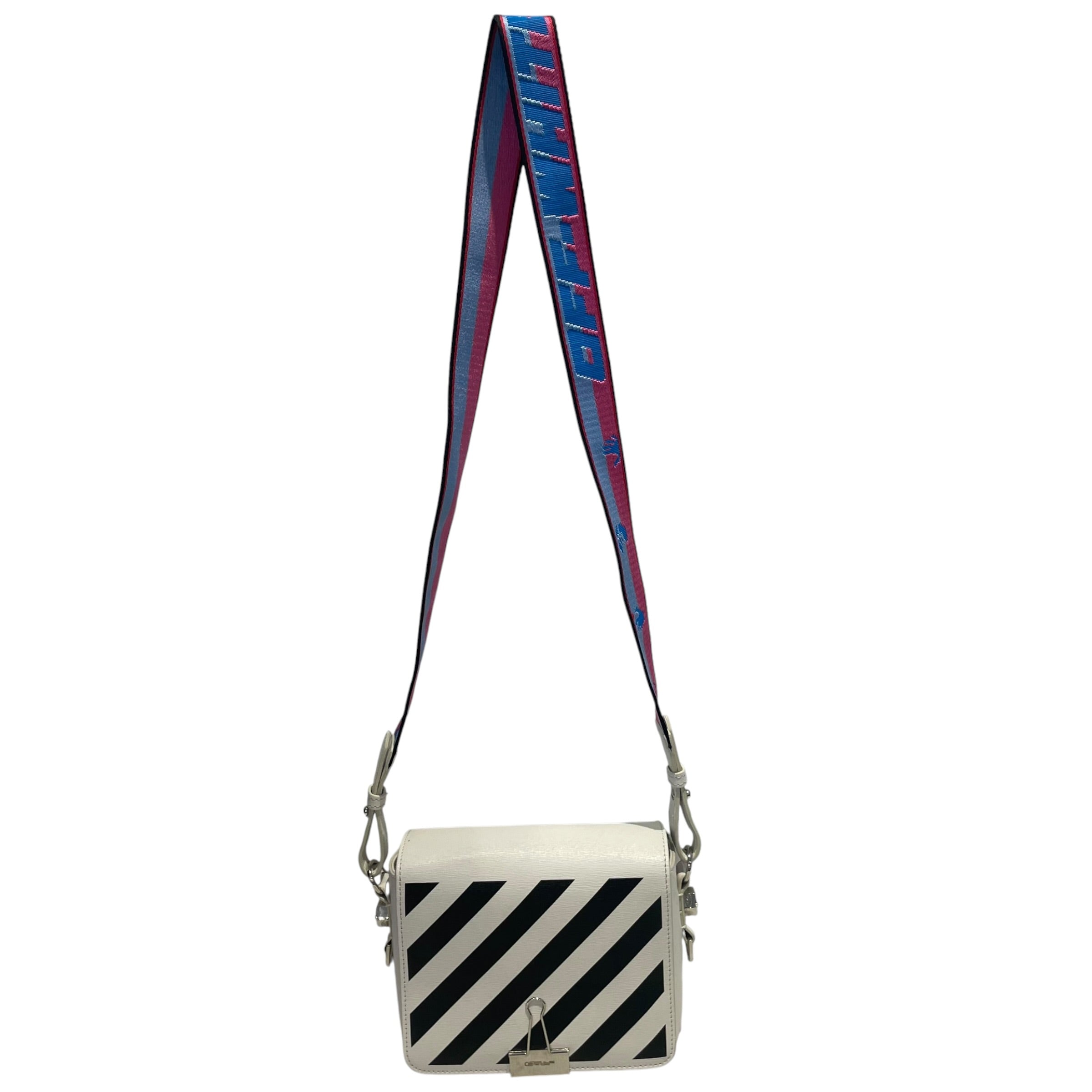 OFF-WHITE/Cross Body Bag/Stripe/Leather/WHT/Diag Flap Bag view 1