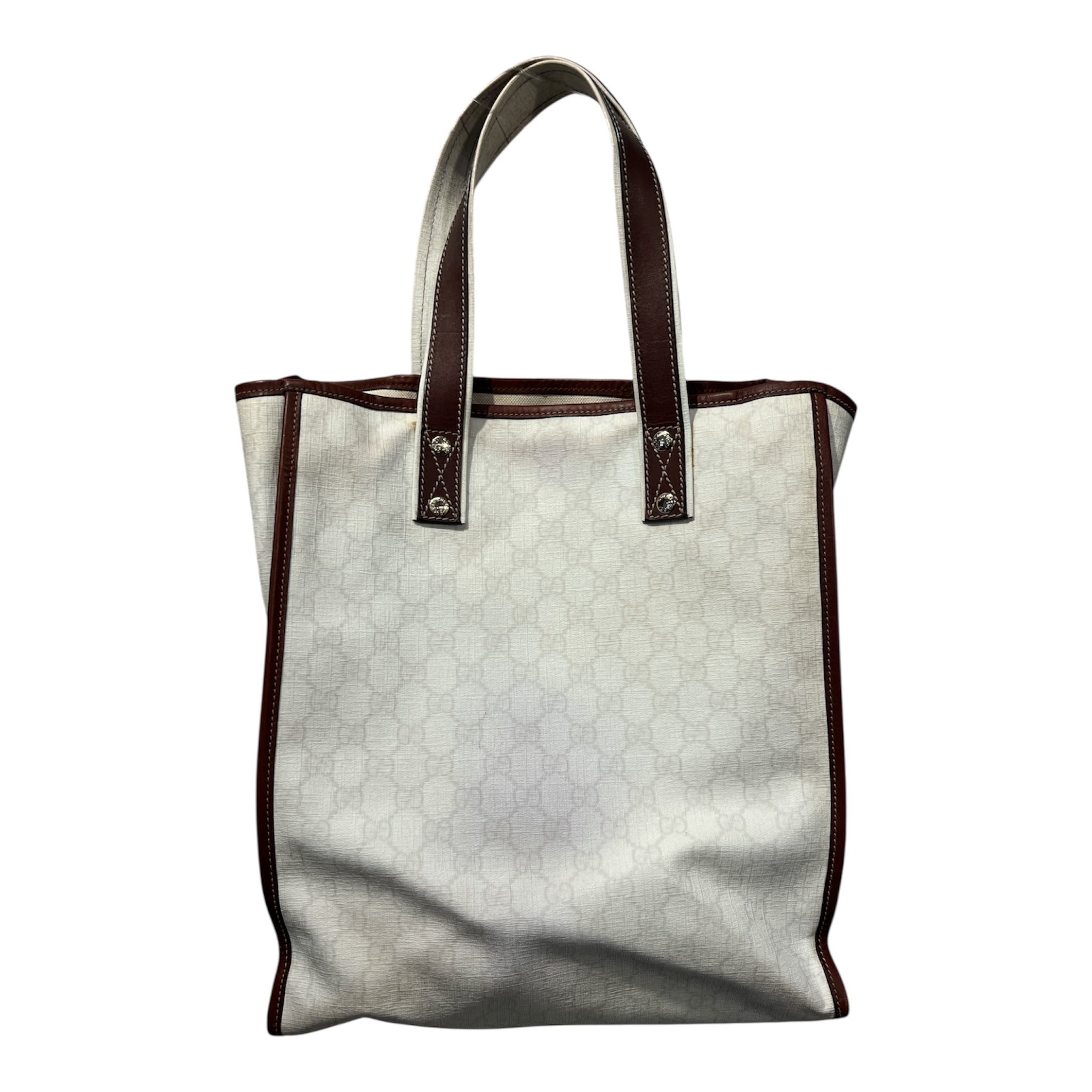 GUCCI/Tote Bag/Monogram/Leather/WHT/SIGNATURE WEB LOOP TOTE view 2
