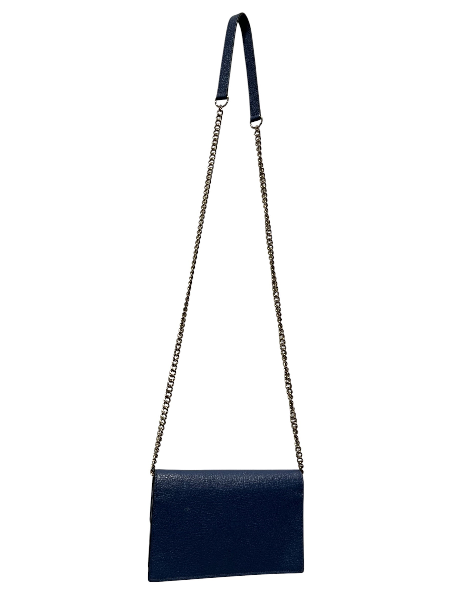 GUCCI/Cross Body Bag/Leather/BLU/INTERLOCKING GG CHAIN view 2