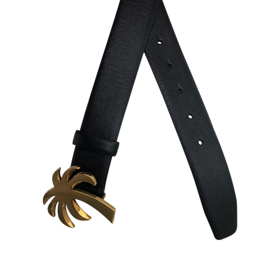 Palm Angels/Belt/Leather/BLK/Gold Palm Tree Buckle view 3