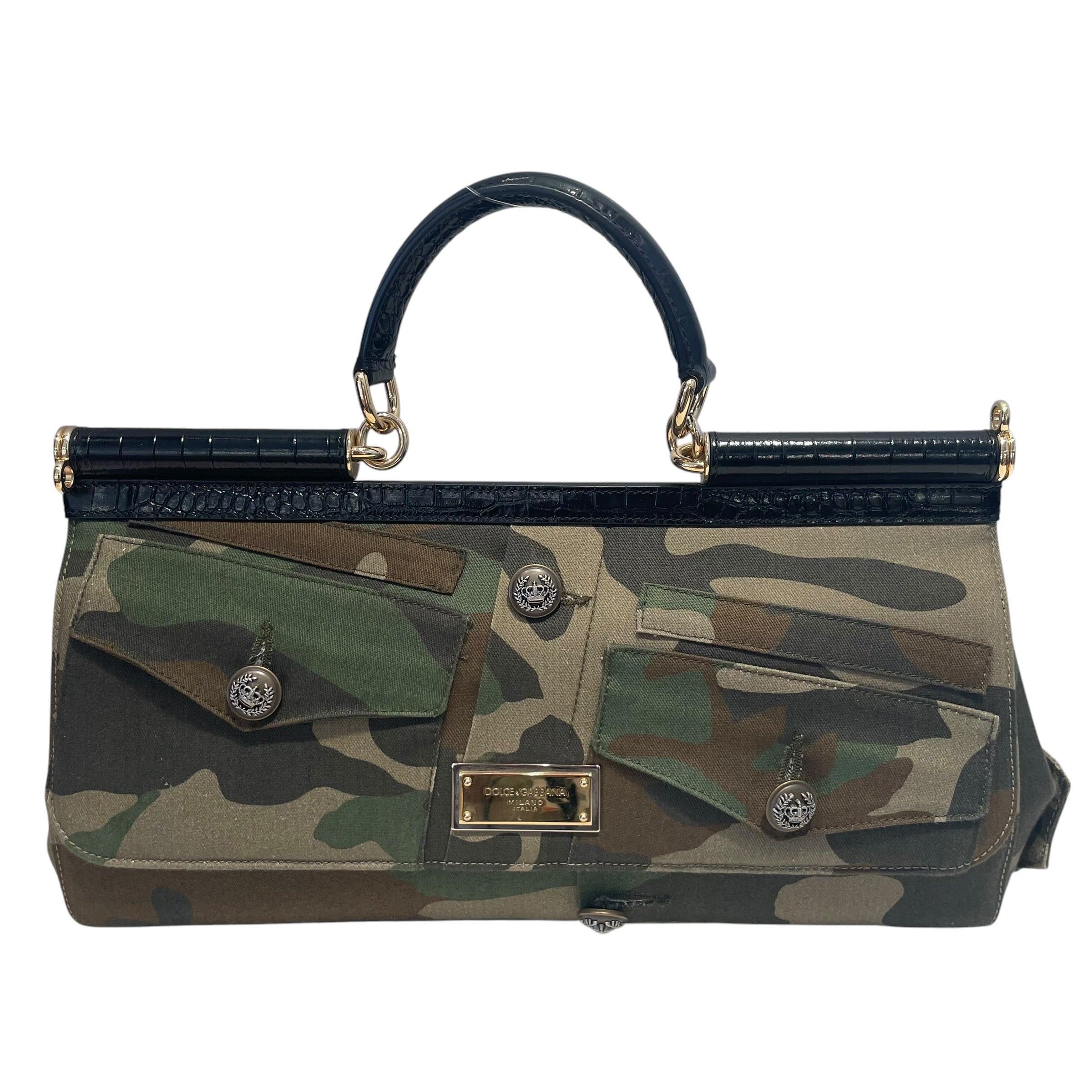 DOLCE&GABBANA/Cross Body Bag/Camouflage/Denim/GRN/SICILY TOTE BAG view 1