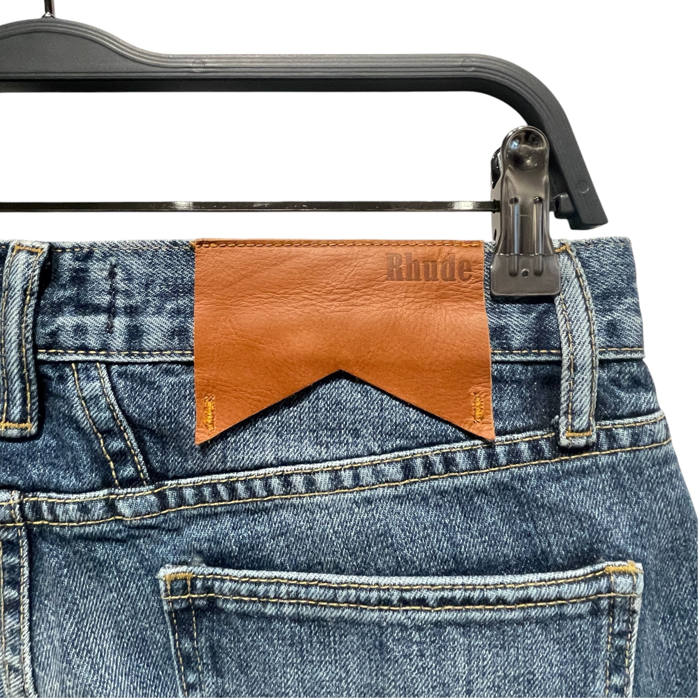 RHUDE/Straight Pants/30/Denim/BLU/STRAIGHT DENIM LEATHER TAB view 3