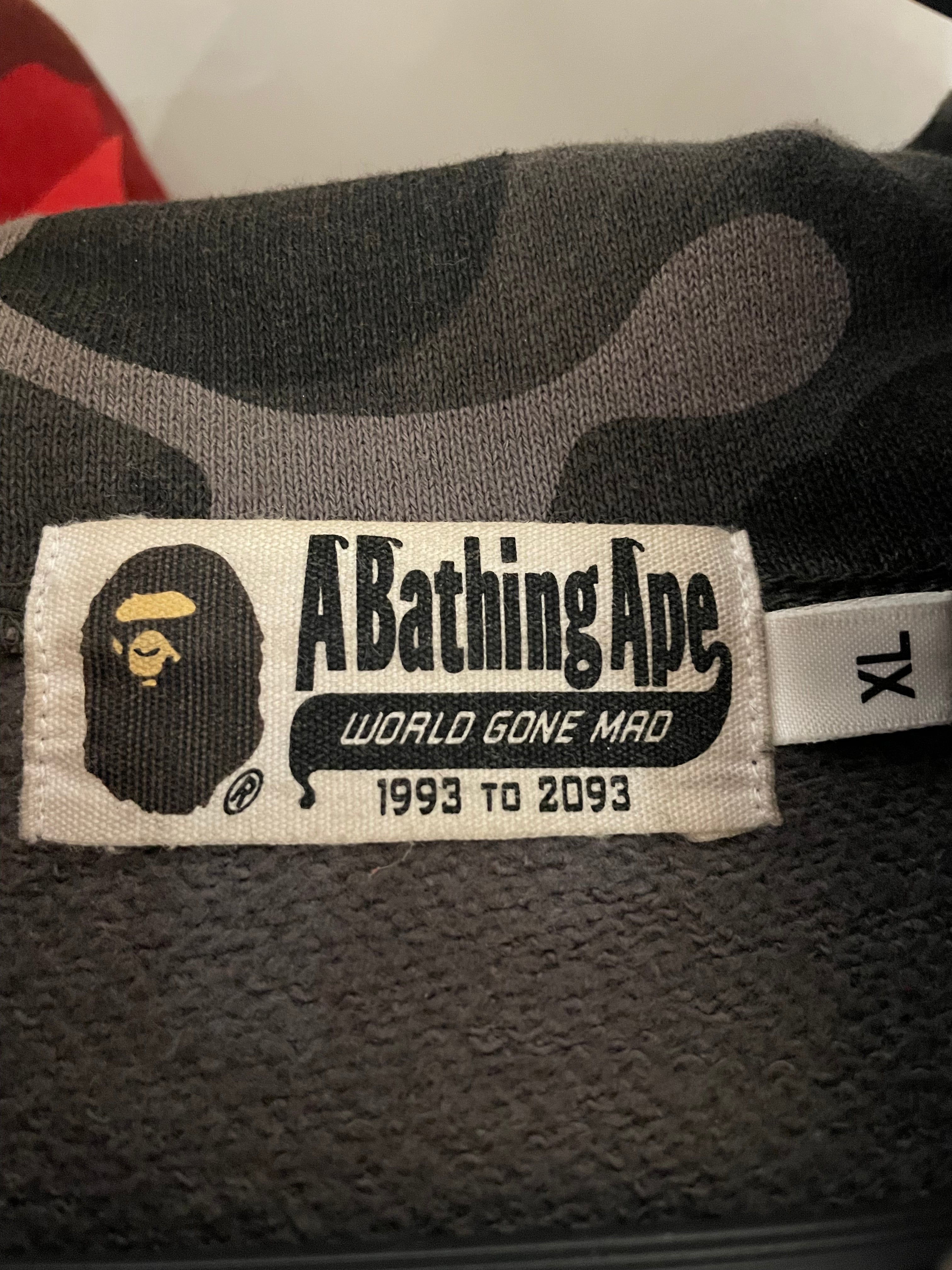 A BATHING APE/Zip Up Hoodie/XL/Camouflage/Cotton/MLT/Split Camo Shark Zip view 3