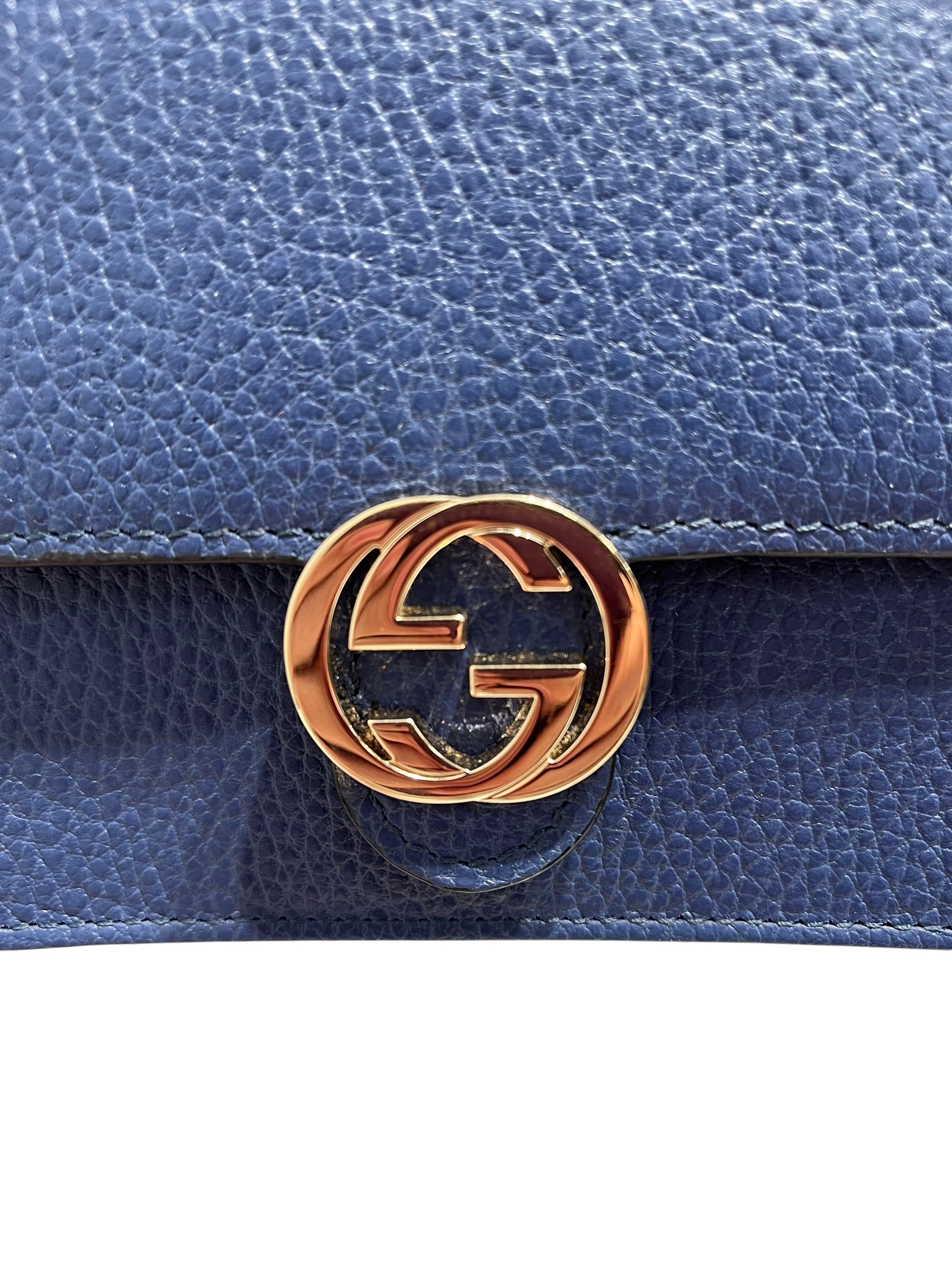 GUCCI/Cross Body Bag/Leather/BLU/INTERLOCKING GG CHAIN view 5