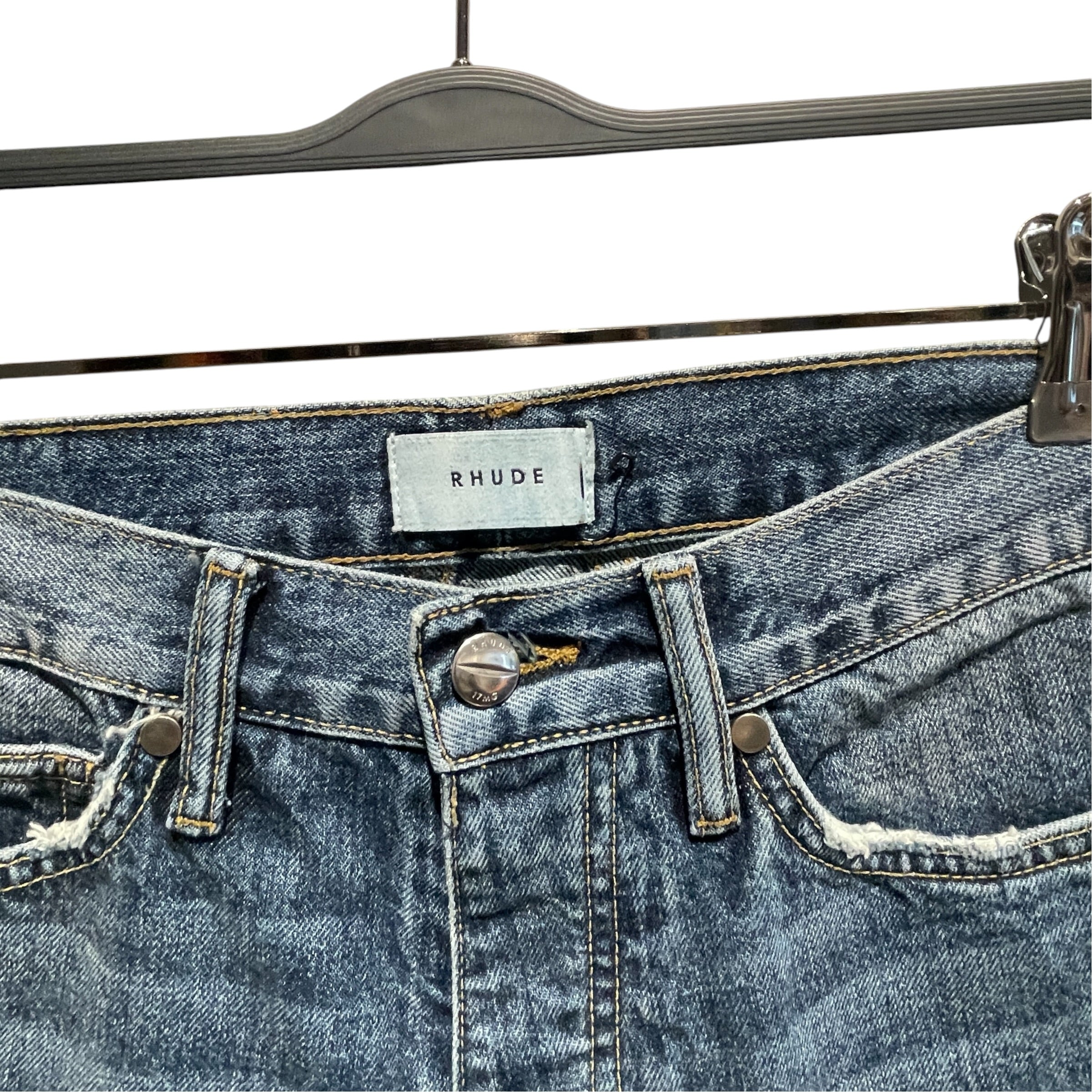 RHUDE/Straight Pants/30/Denim/BLU/STRAIGHT DENIM LEATHER TAB view 4