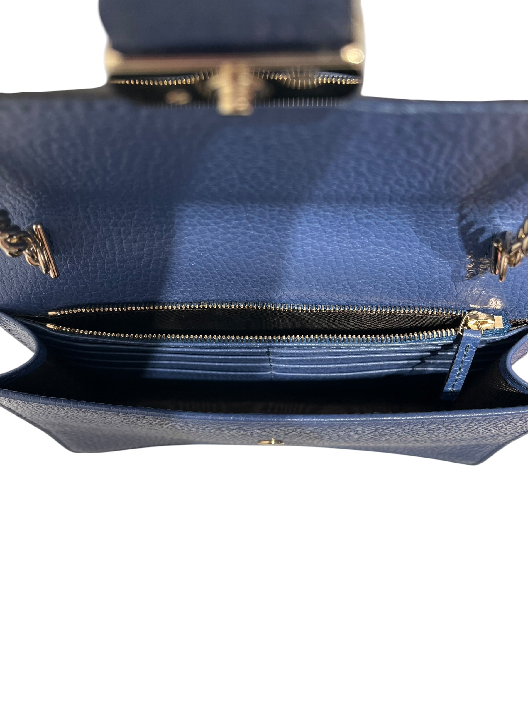 GUCCI/Cross Body Bag/Leather/BLU/INTERLOCKING GG CHAIN view 4