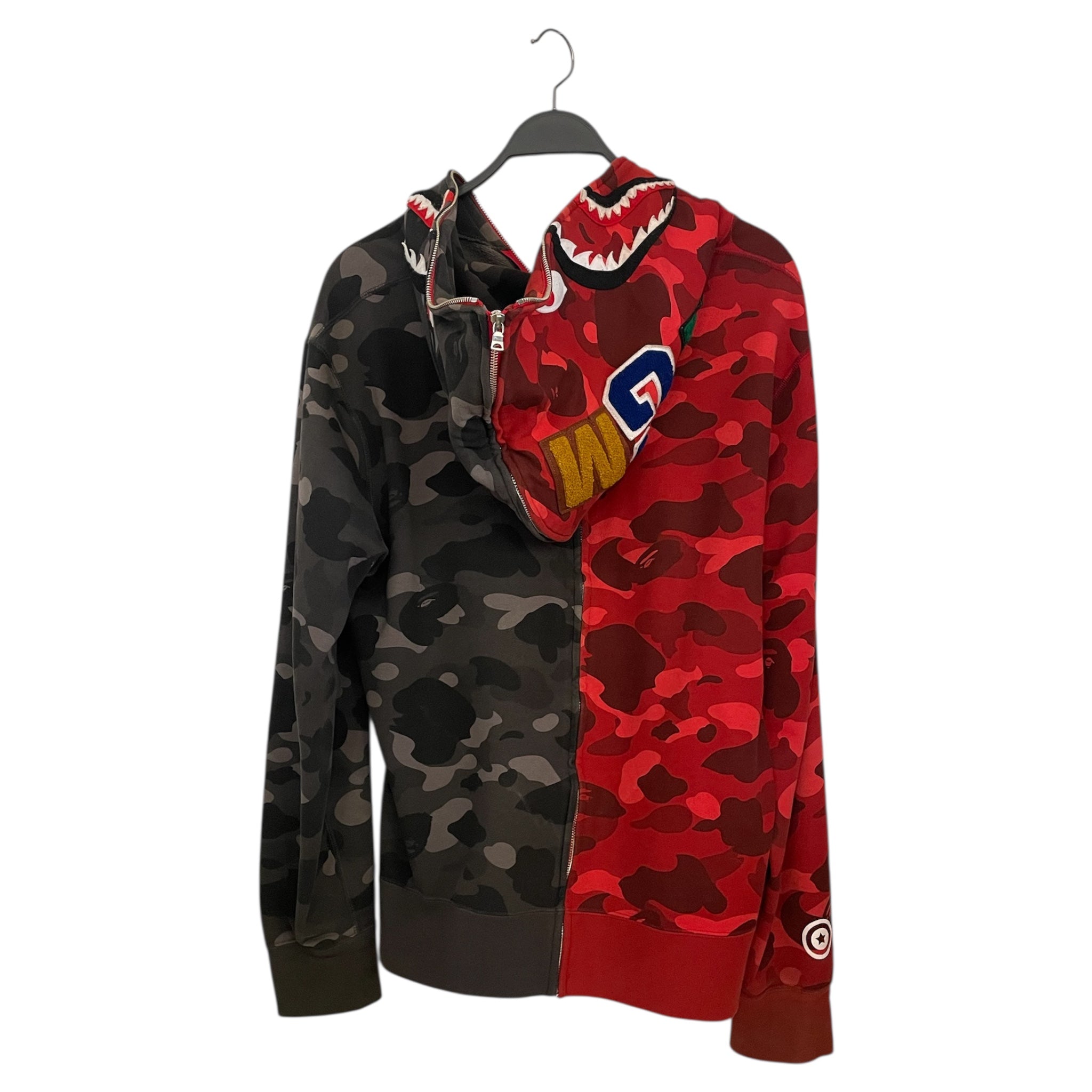 A BATHING APE/Zip Up Hoodie/XL/Camouflage/Cotton/MLT/Split Camo Shark Zip view 2