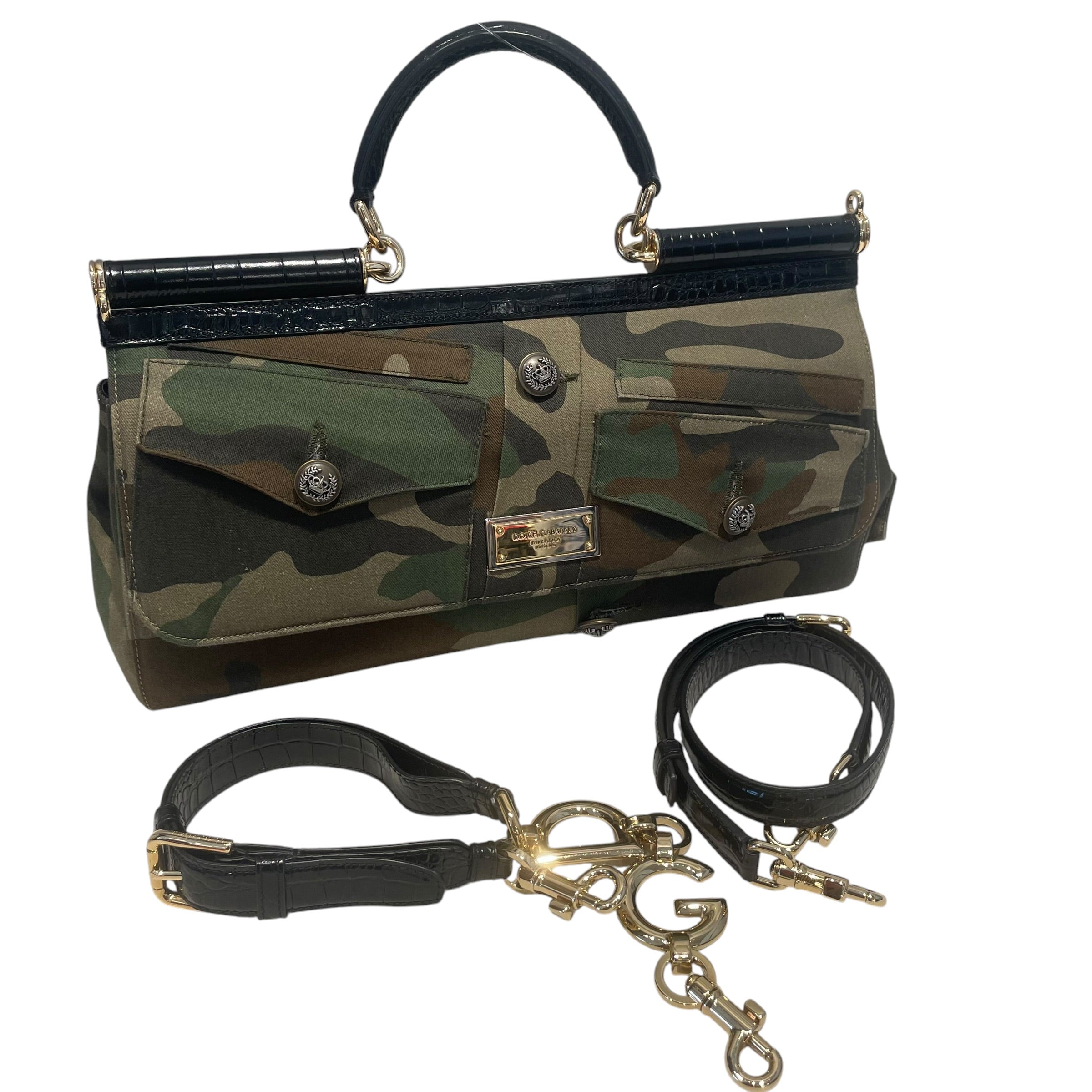DOLCE&GABBANA/Cross Body Bag/Camouflage/Denim/GRN/SICILY TOTE BAG view 6