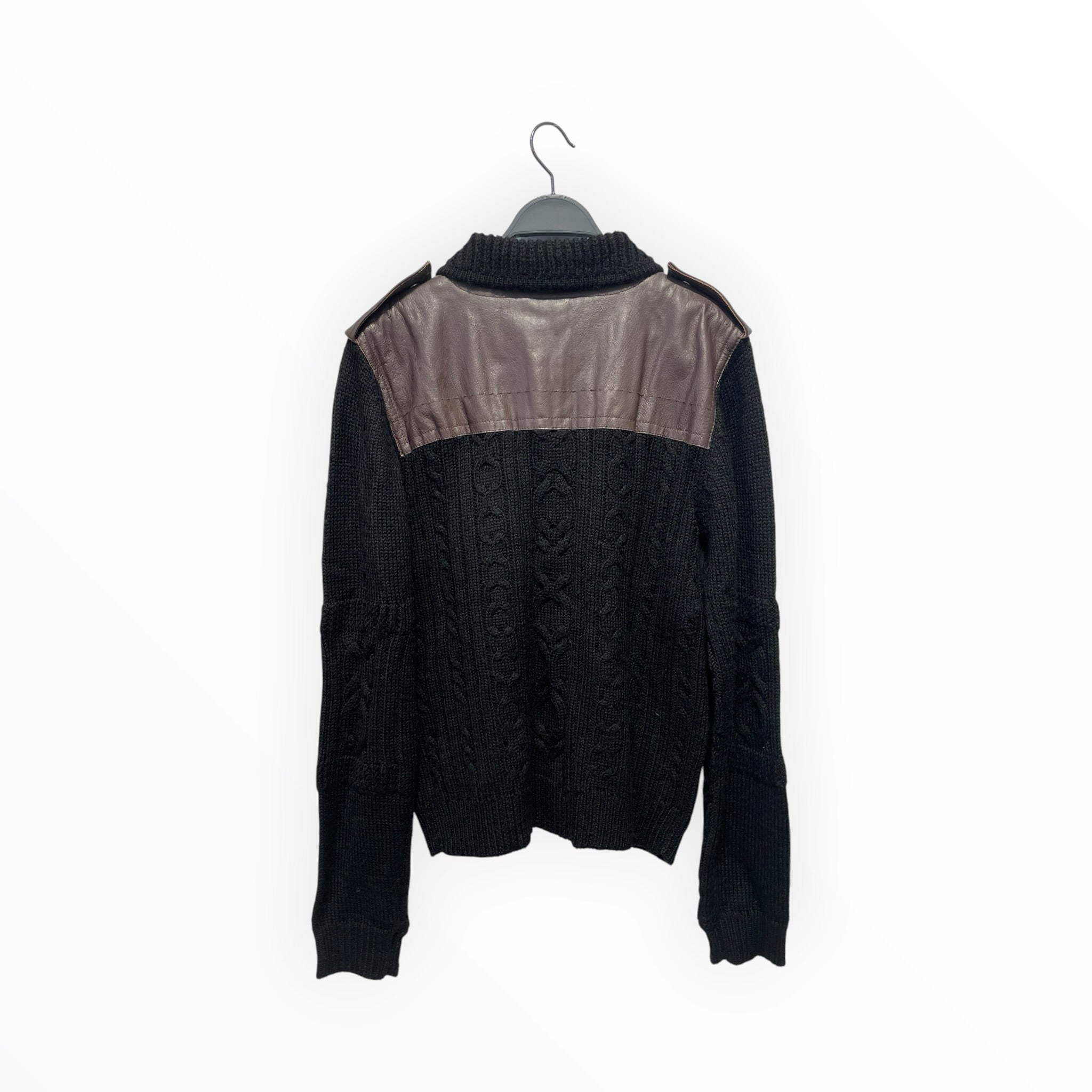 J.LINDEBERG/Sweater/XL/Wool/BLK/BROWN LEATHER SHOULDER PAD view 2