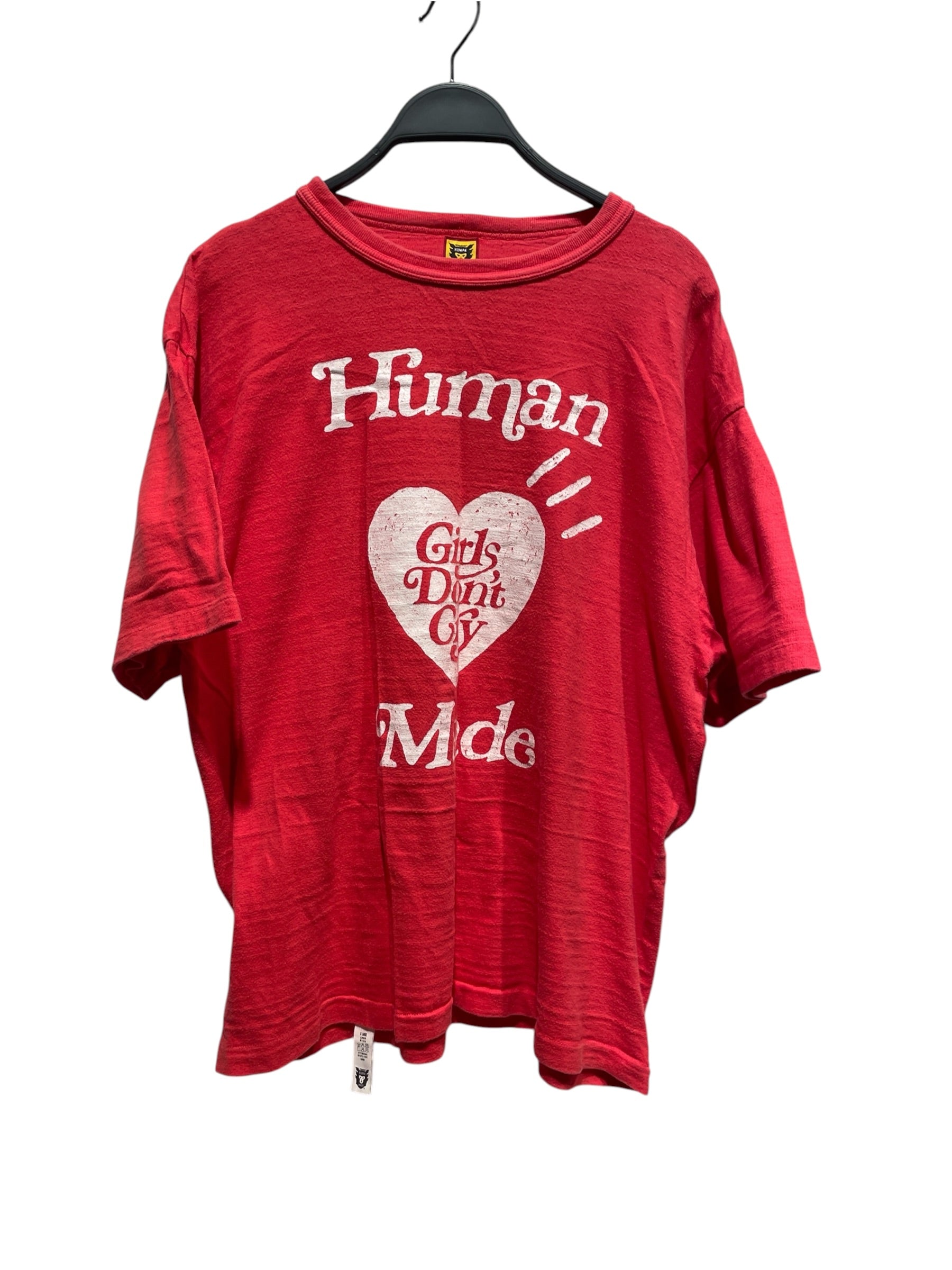 HUMAN MADE/T-Shirt/L/Cotton/RED/Girls Don't Cry Heart view 1