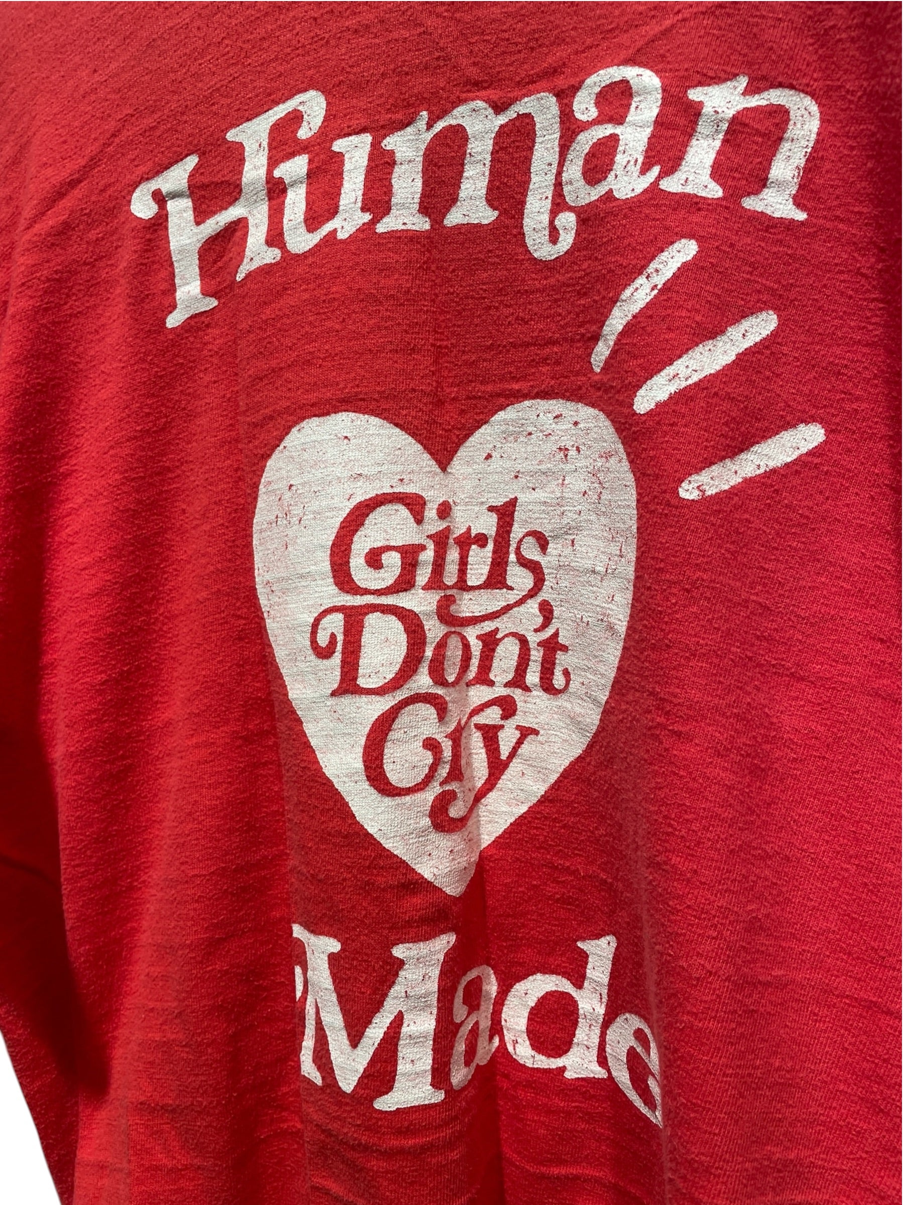 HUMAN MADE/T-Shirt/L/Cotton/RED/Girls Don't Cry Heart view 3